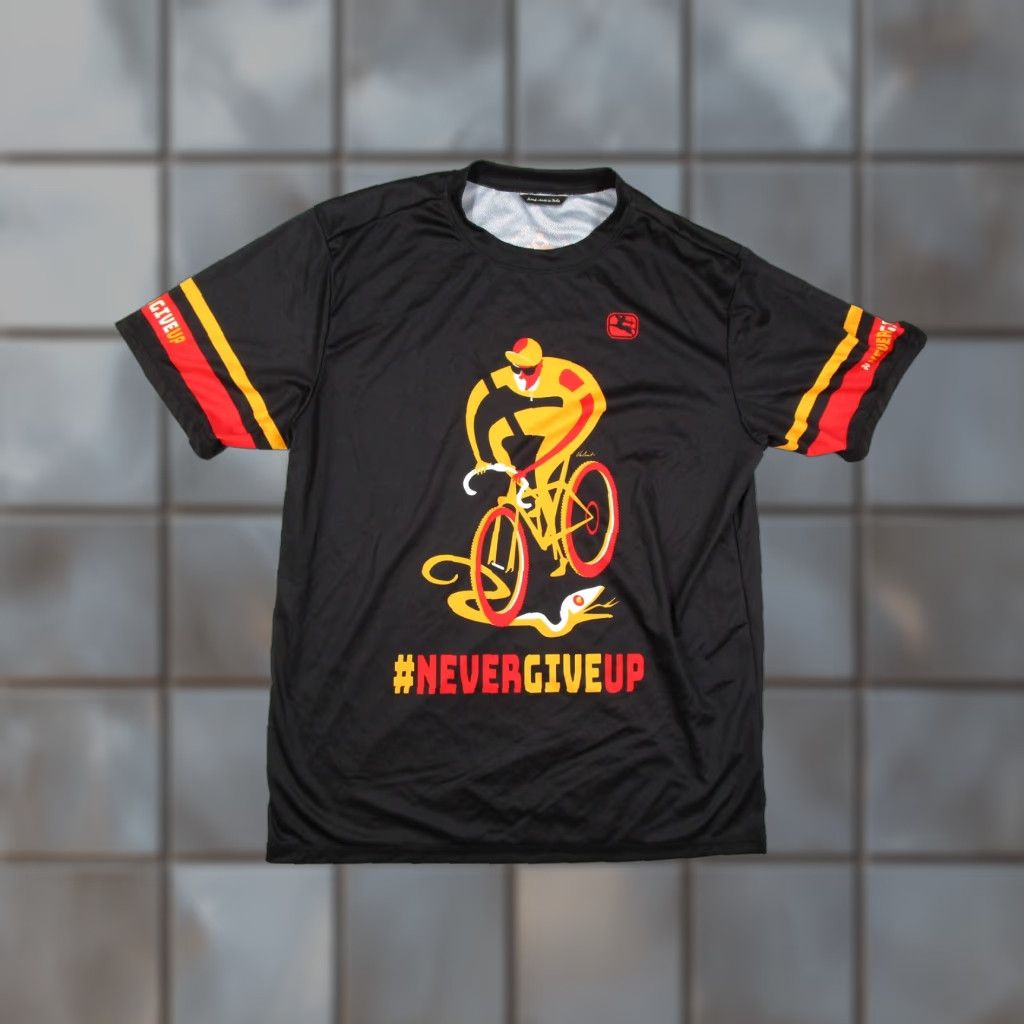 Vintage Giordana Tech Tee Shirt Mens XL Black Cycling #NeverGiveUp Cancer Journeys Italy Size US XL / EU 56 / 4 - 1 Thumbnail