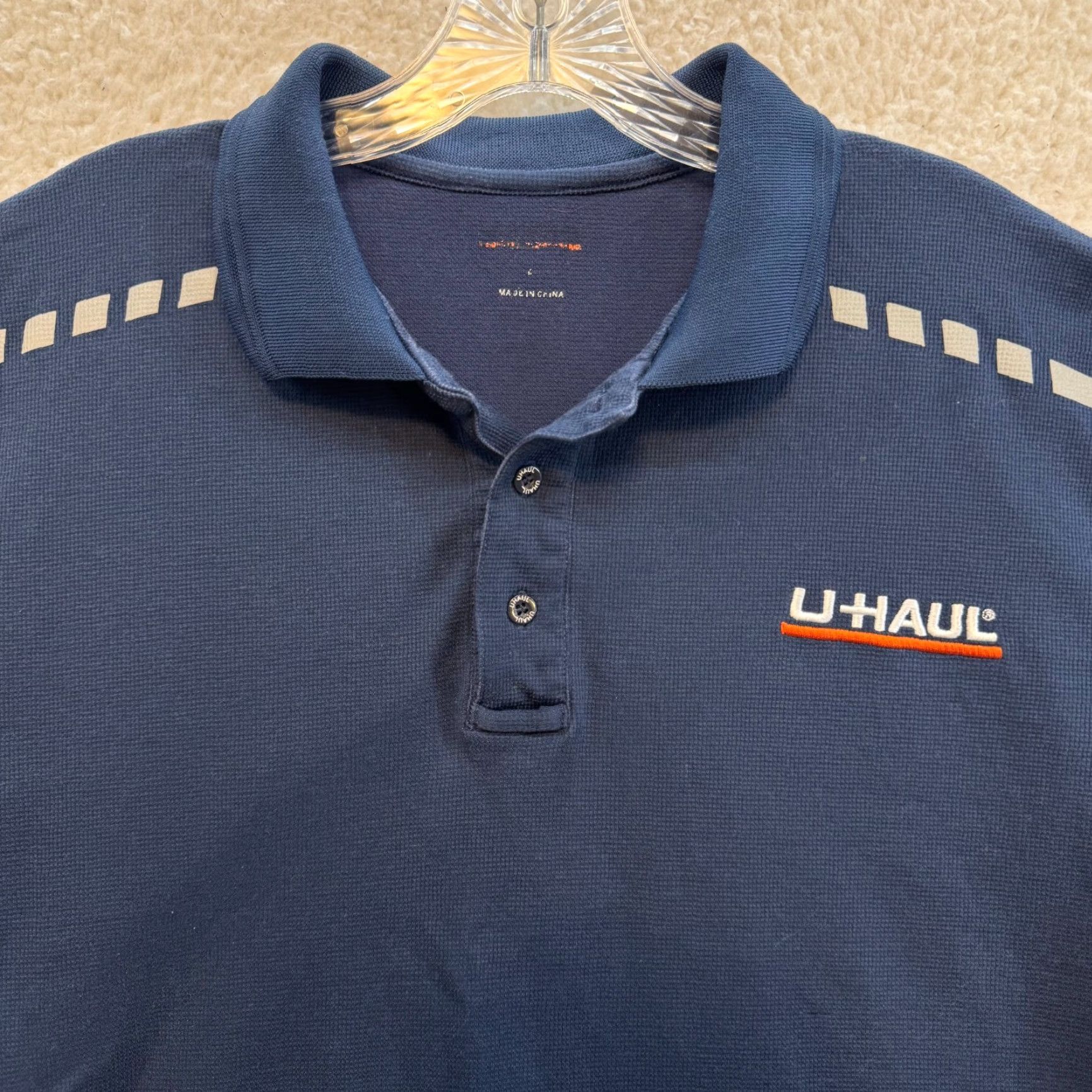 Vintage U-Haul Polo Shirt Navy Blue Reflective Work Uniform Mens Large XL Shirt Size US L / EU 52-54 / 3 - 3 Thumbnail