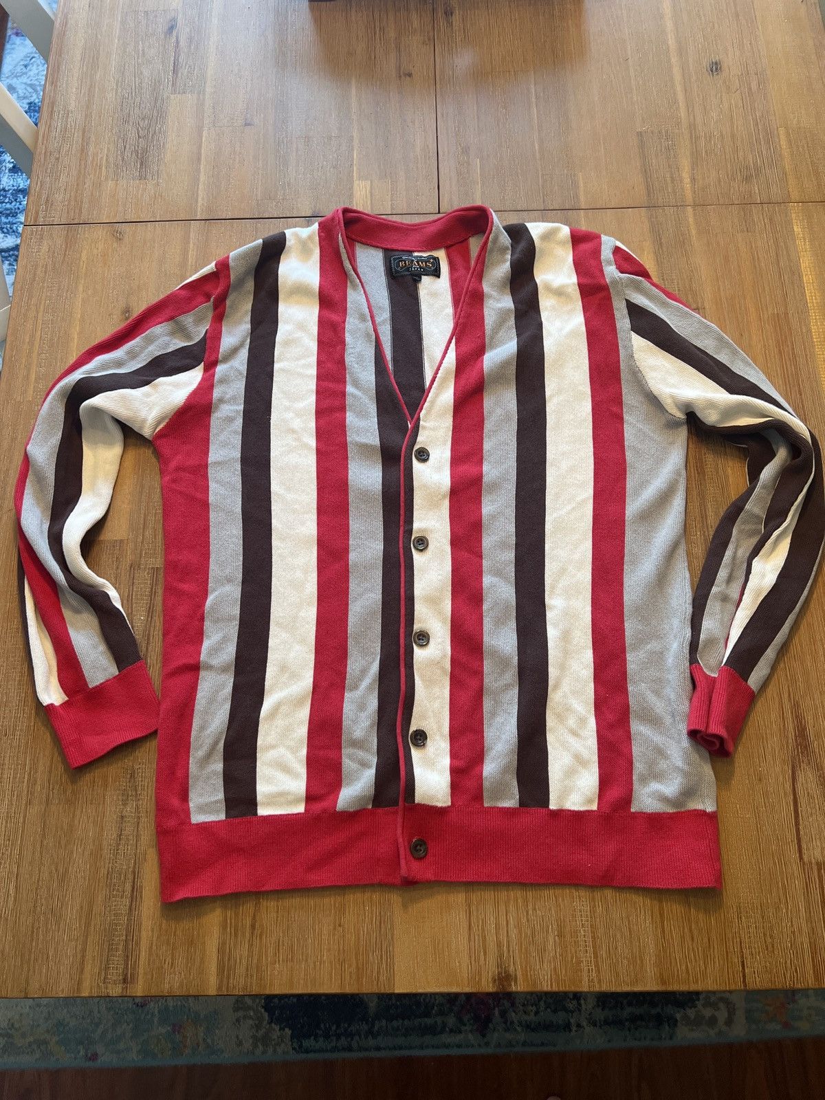 Beams Plus Beams+ Striped Cardigan Size US XL / EU 56 / 4 - 1 Thumbnail