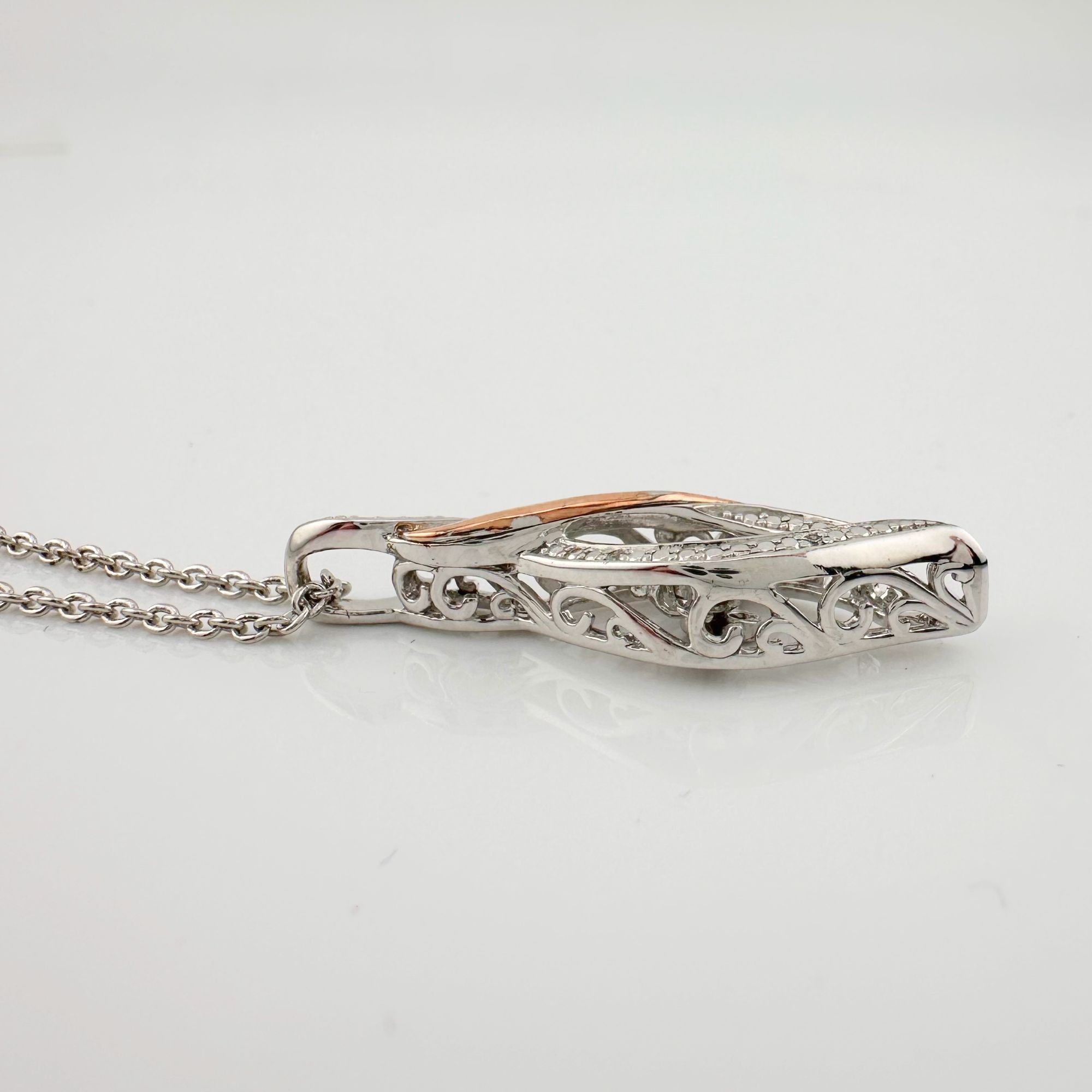 Other Twisted 10kt Rose Gold & Sterling Silver Diamond Necklace Size ONE SIZE - 7 Thumbnail