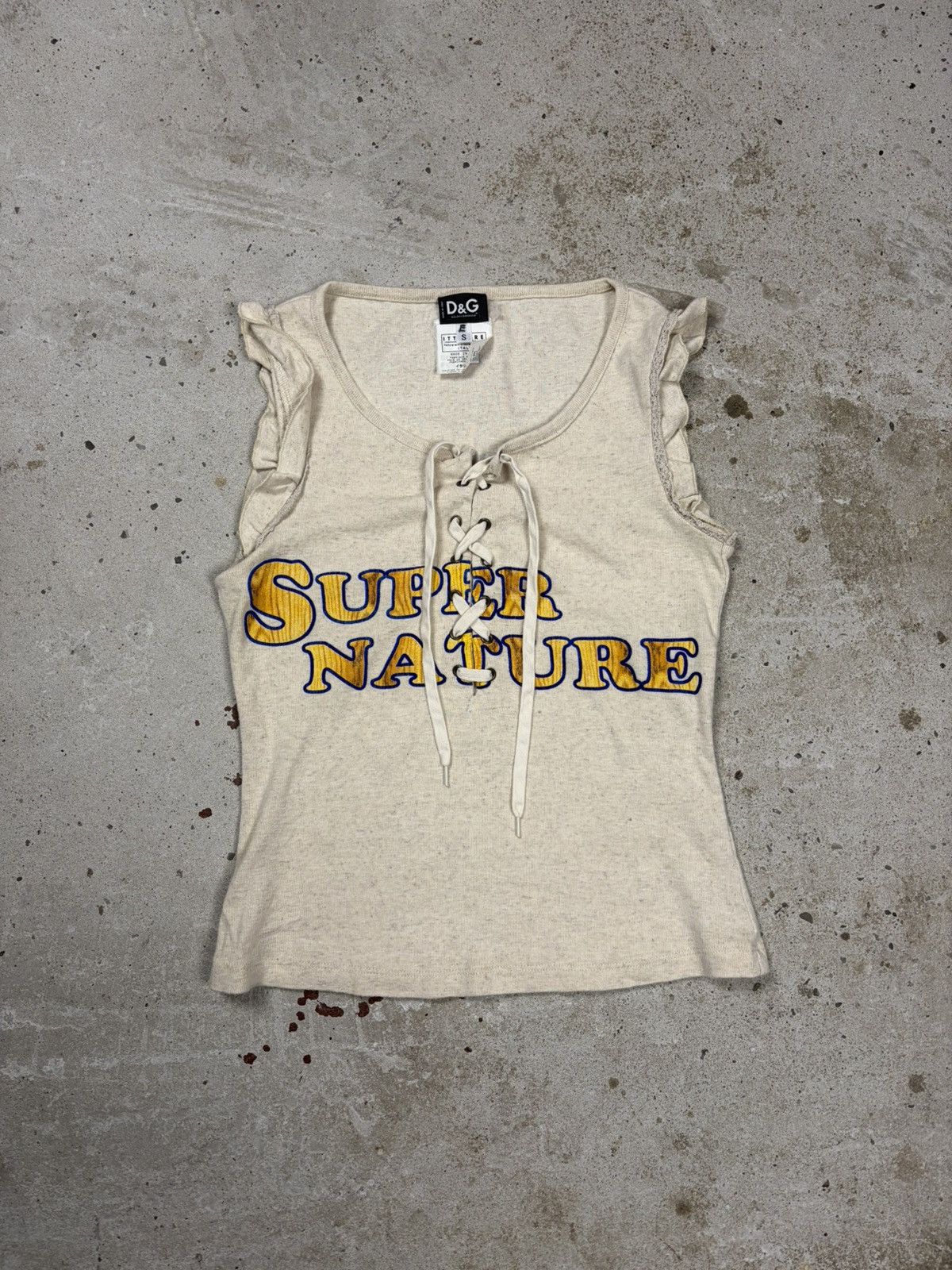 Vintage 2000s Dolce & Gabbana Super Nature Lace Up Top Rare