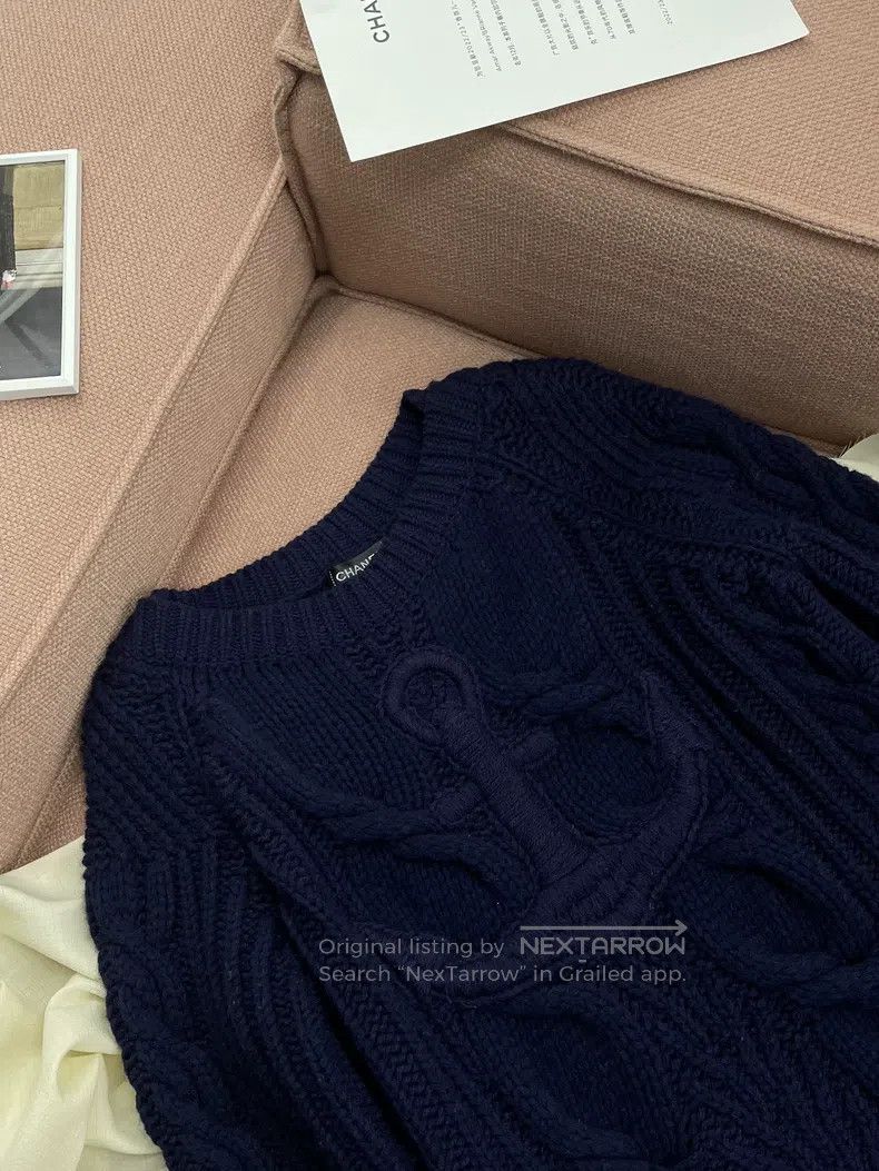 Chanel Chanel 18A Hamburger Series Dark Blue Anchor Pattern Knitt Size XXS / US 00 / IT 34 - 2 Thumbnail