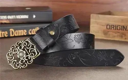 Japanese Brand Fancy Floral Curved Buckle Genuine Leather Belt Size ONE SIZE - 4 Thumbnail