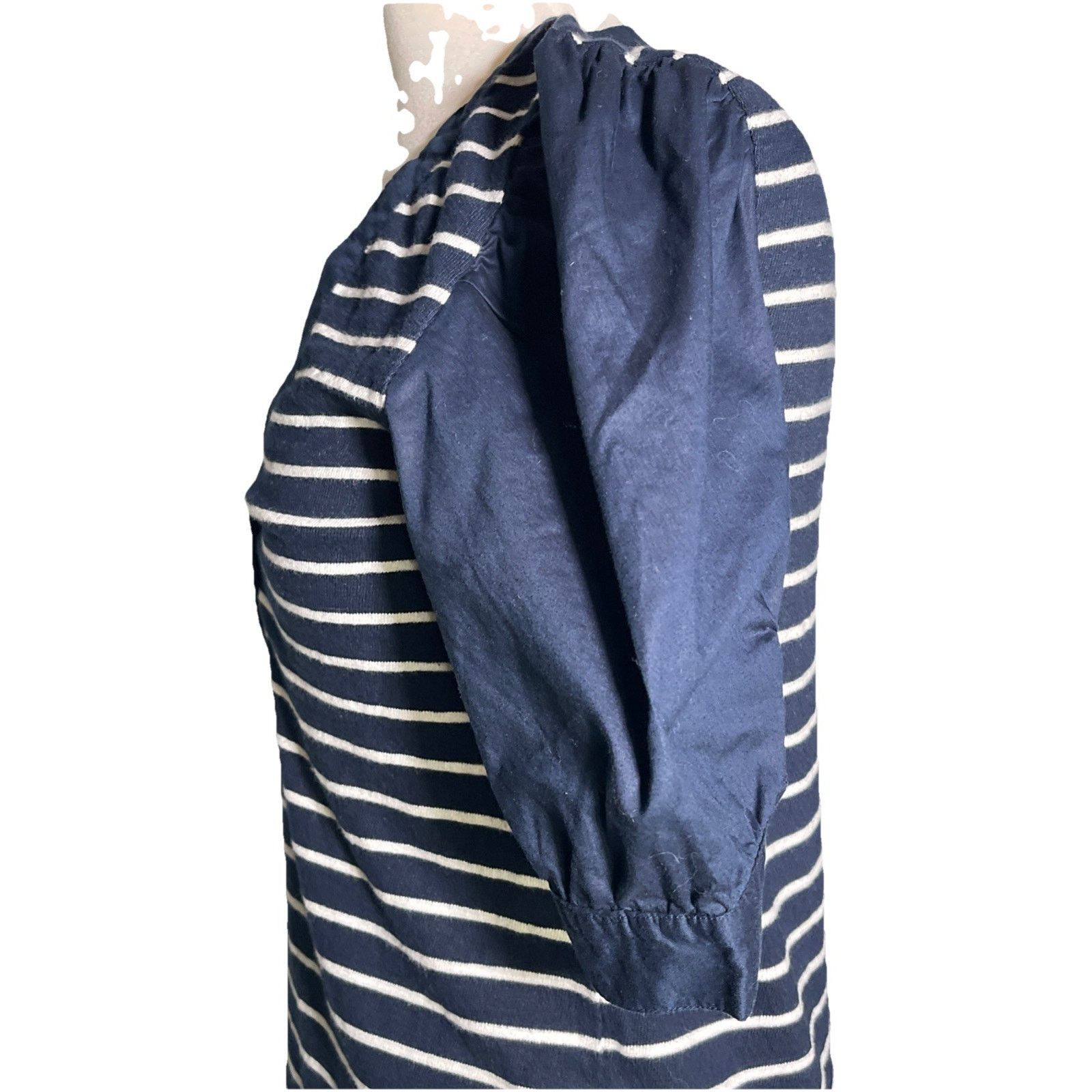 Ann Taylor Ann Taylor LOFT Navy Striped Knit Top Size Small Size S / US 4 / IT 40 - 4 Thumbnail