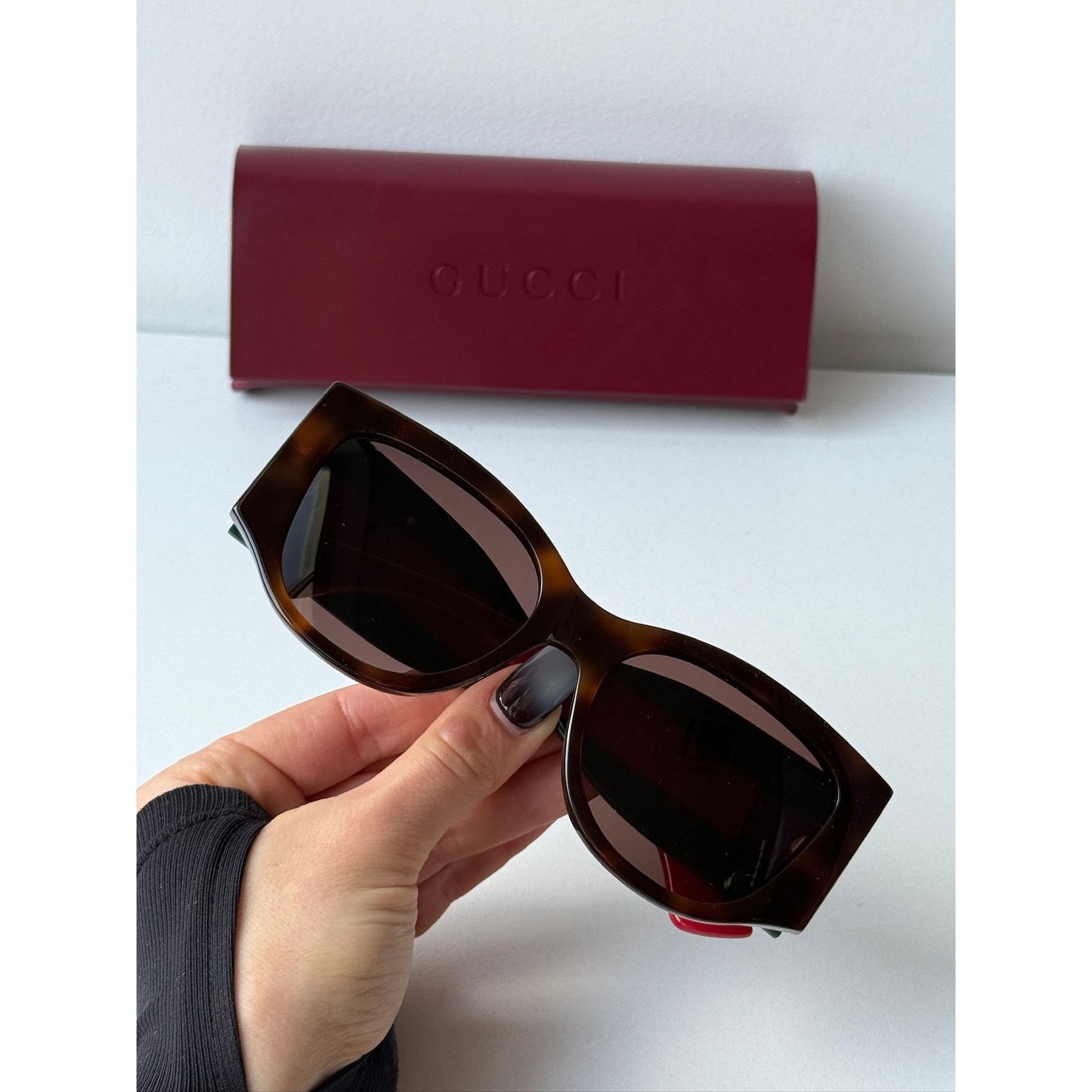 Gucci NEW Gucci GG2115S Havana Thick Leg Striped Sunglasses $480 Size ONE SIZE - 2 Thumbnail