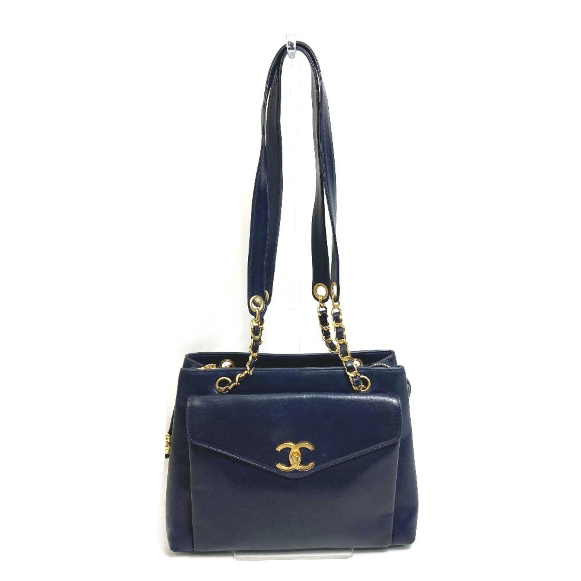 Chanel Chanel CC Mark Bag Chain Tote Bag shawl Shoulder Bag Navy GoldHardware Size ONE SIZE - 1 Thumbnail