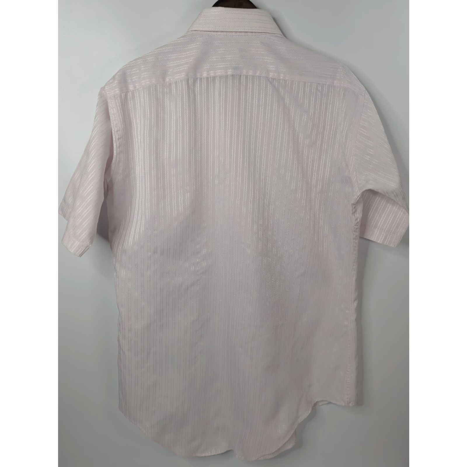 Arrow Arrow Brigade Mens Dress Shirt Striped Slim 17 Tall Short Sleeve Button-Down Collared USA Made Light Rose Pink Adult Men Shirt Negocios Size 46R - 3 Thumbnail