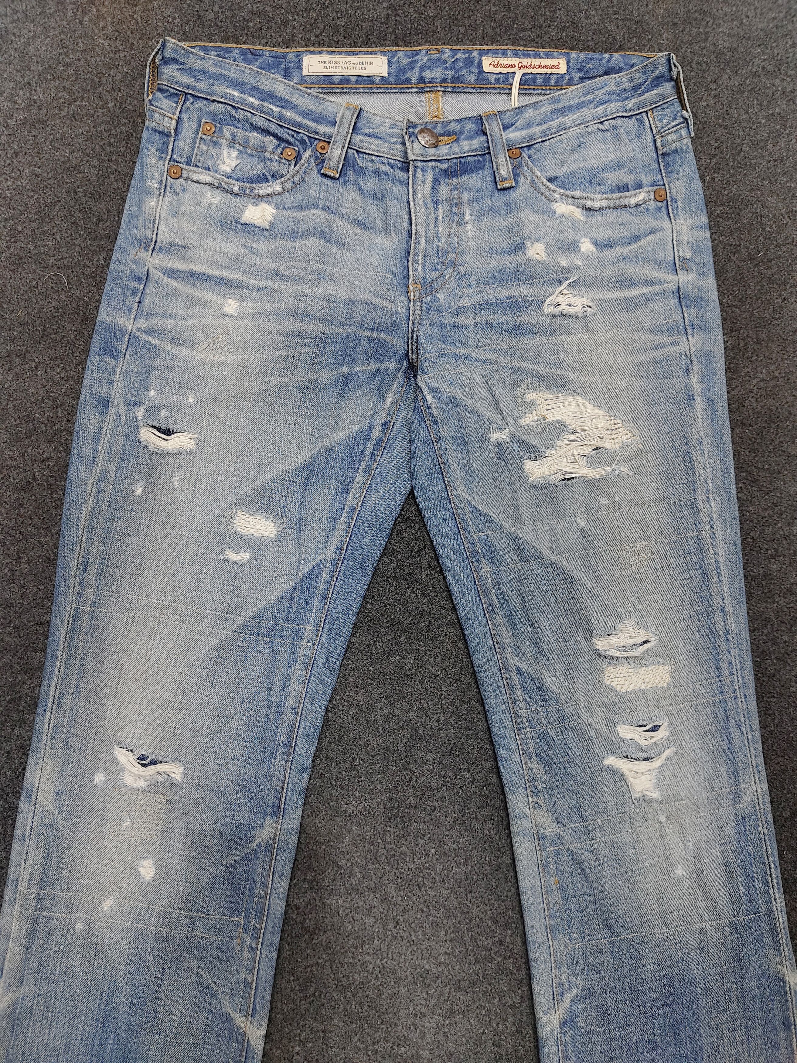 AG Adriano Goldschmied 💥Adriano Goldschmied "The Kiss" Distressed Pacthwork Jeans Size 30" / US 8 / IT 44 - 2 Thumbnail