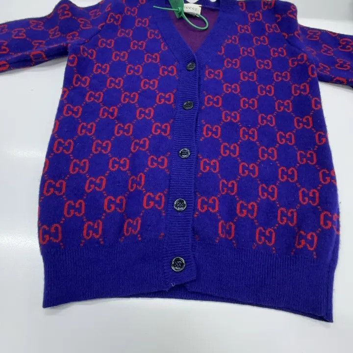 Gucci Gucci Gucci Kids Blue GG Embroidered V-Neck Sweater -2506 Size US S / EU 44-46 / 1 - 8 Thumbnail