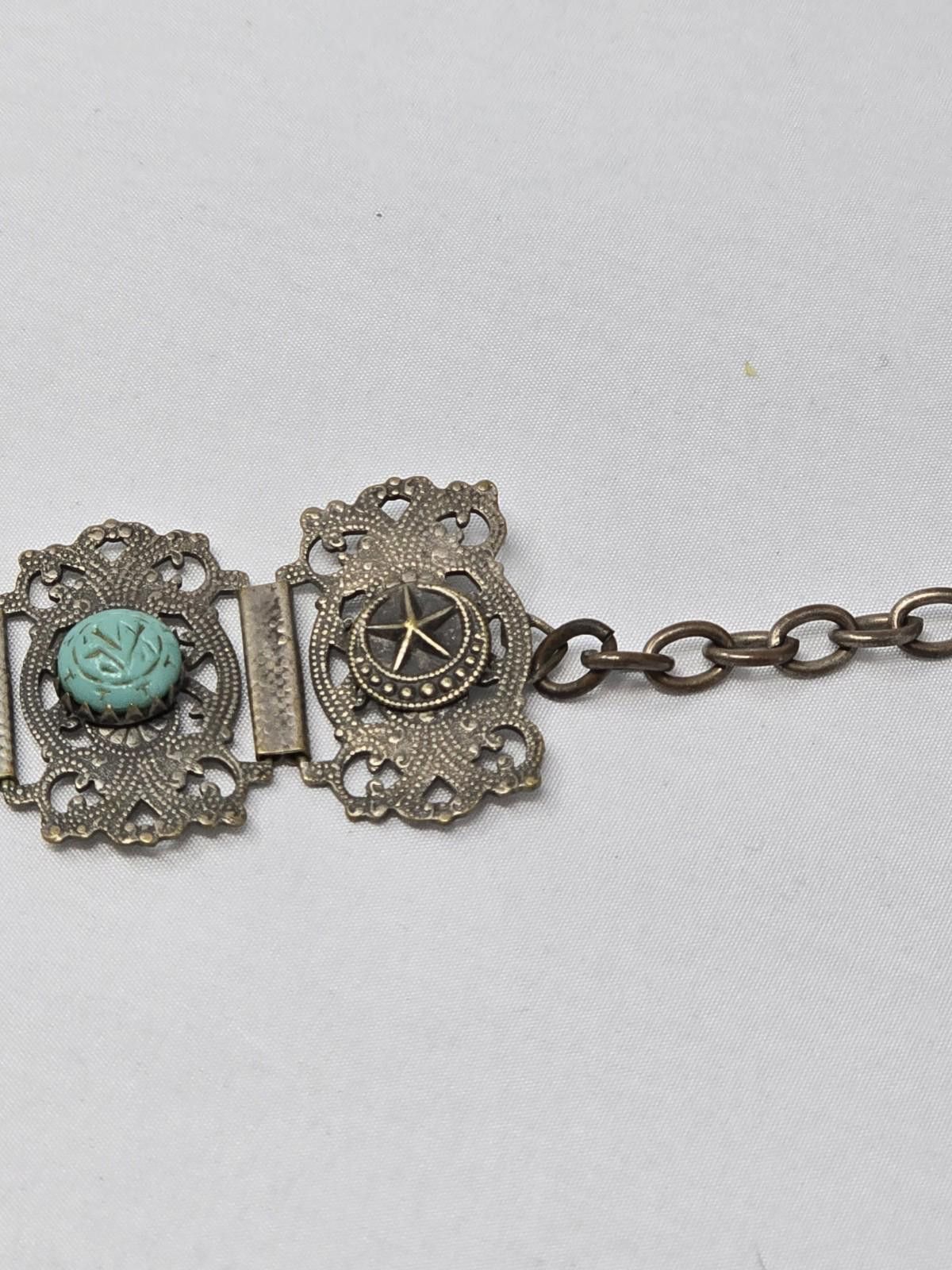 Antique Rivet Antique Art Deco Egyptian Czech Glass Scarab Bracelet Size ONE SIZE - 5 Thumbnail