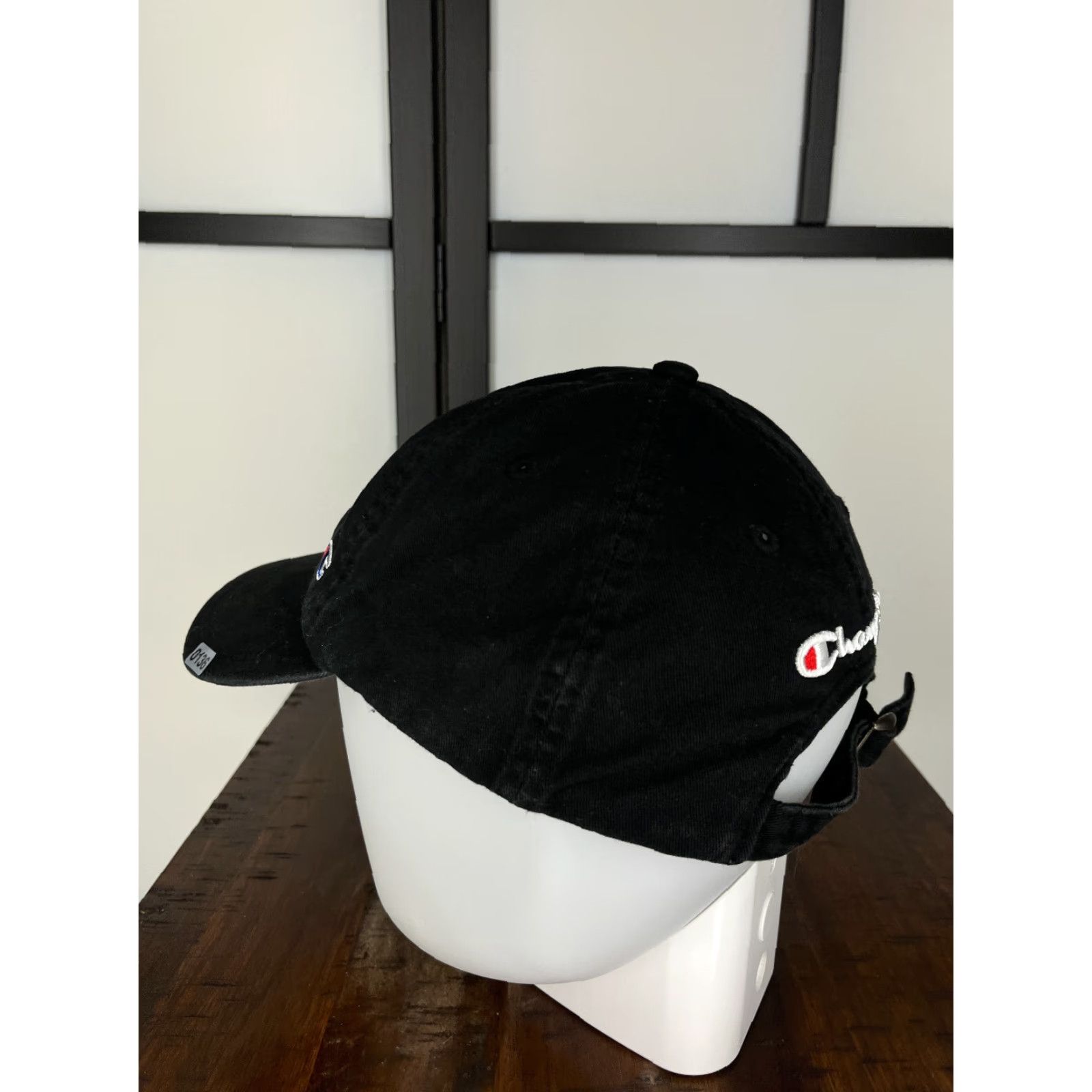 Champion Champion Hat Cap Strap Back Adult One Size Black Embroidered 100% Cotton Golf Hat/Cap Vintage No N/A Size ONE SIZE - 5 Thumbnail