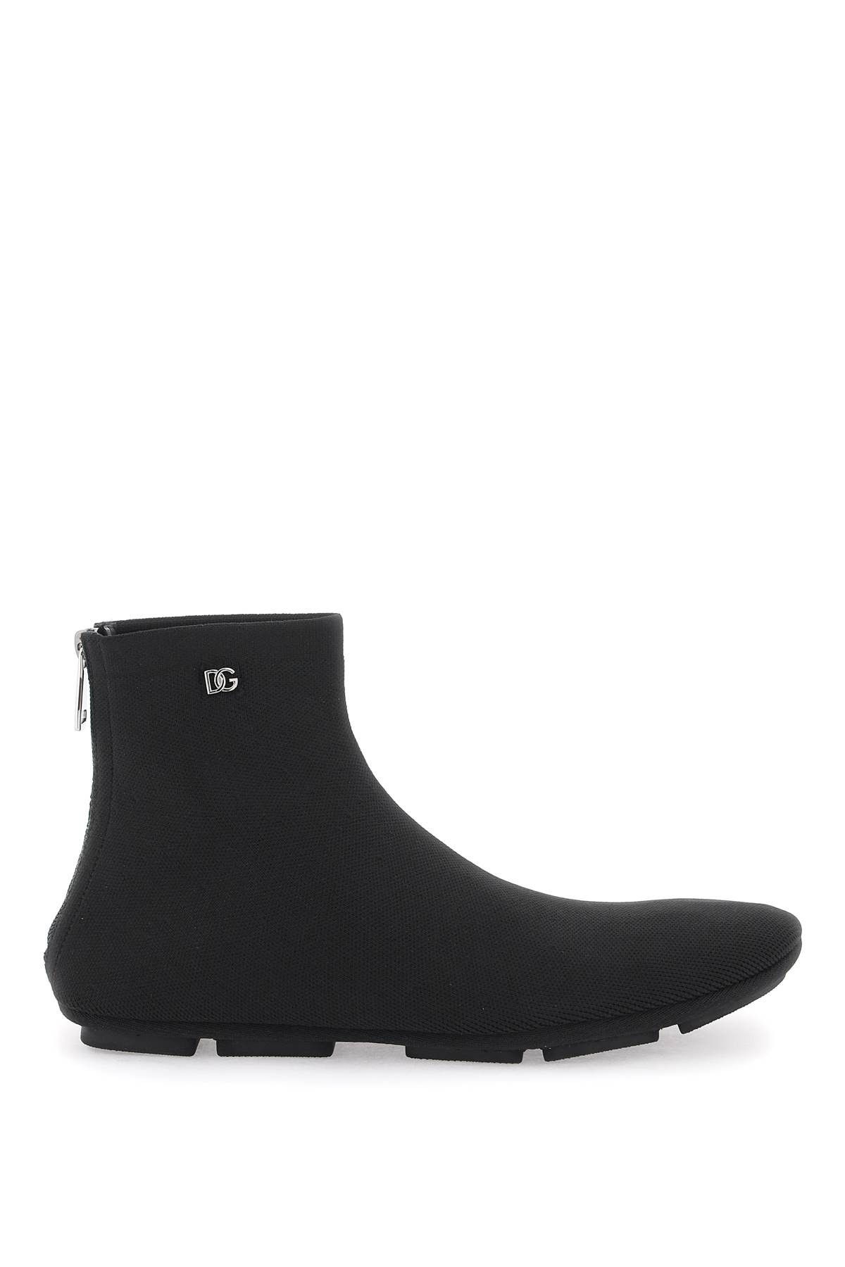 image of Dolce Gabbana Stretch Knit Ankle Boots in Nero, Men's (Size 9)