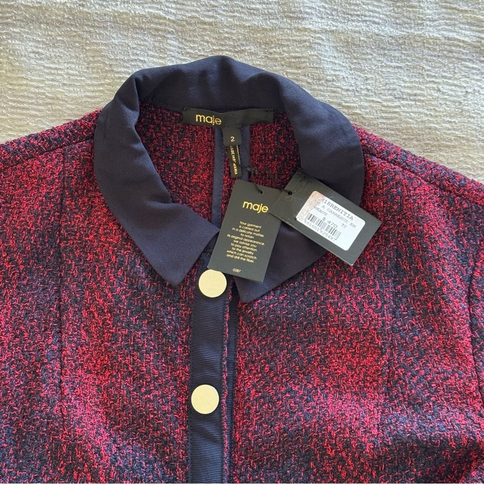 Maje NWT! Maje Red and Black Long Sleeve Dress, Size 2 Size XS / US 0-2 / IT 36-38 - 13 Thumbnail