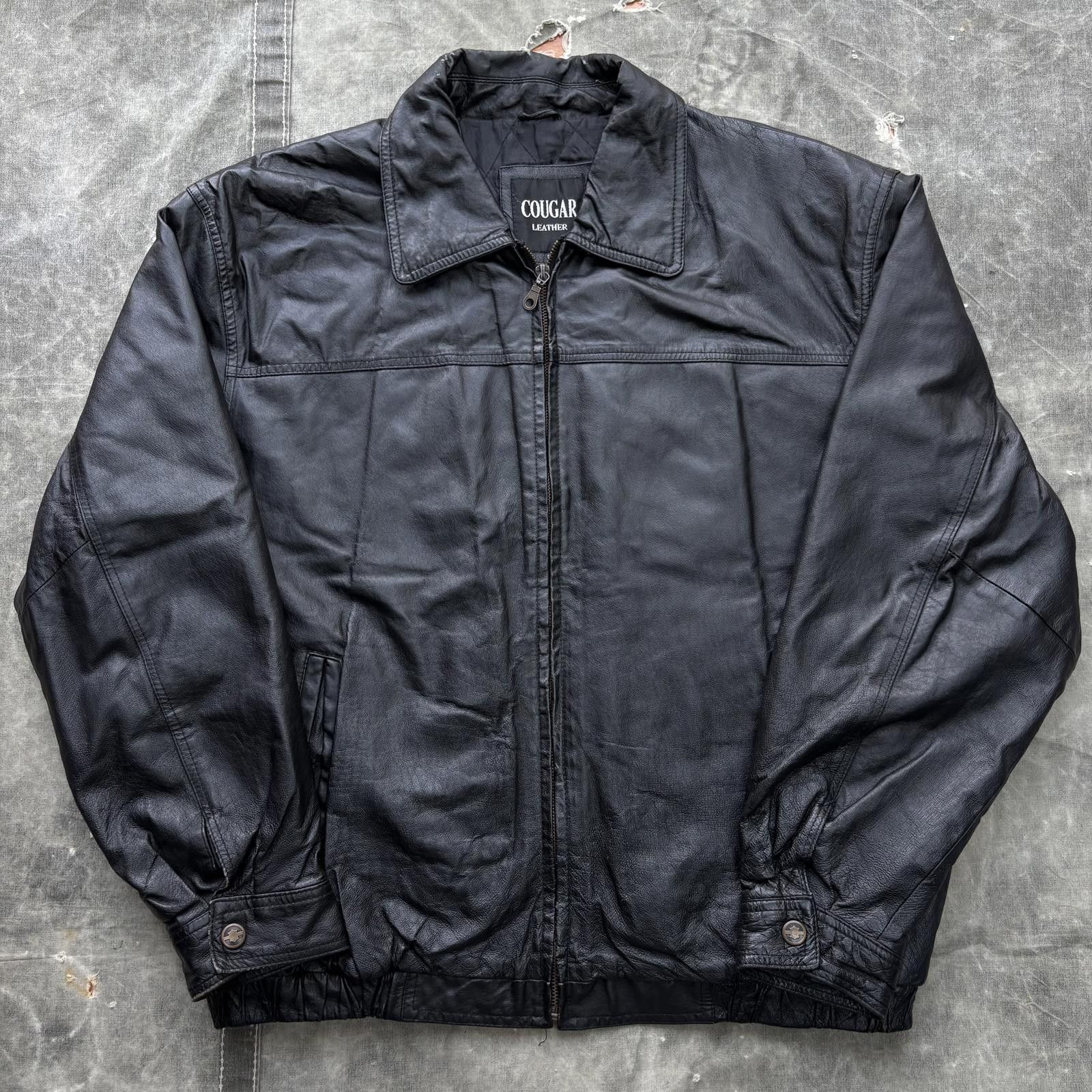 Vintage Vintage 90s Black Leather Grunge Skate Flight Bomber Jacket Size US XL / EU 56 / 4 - 1 Thumbnail