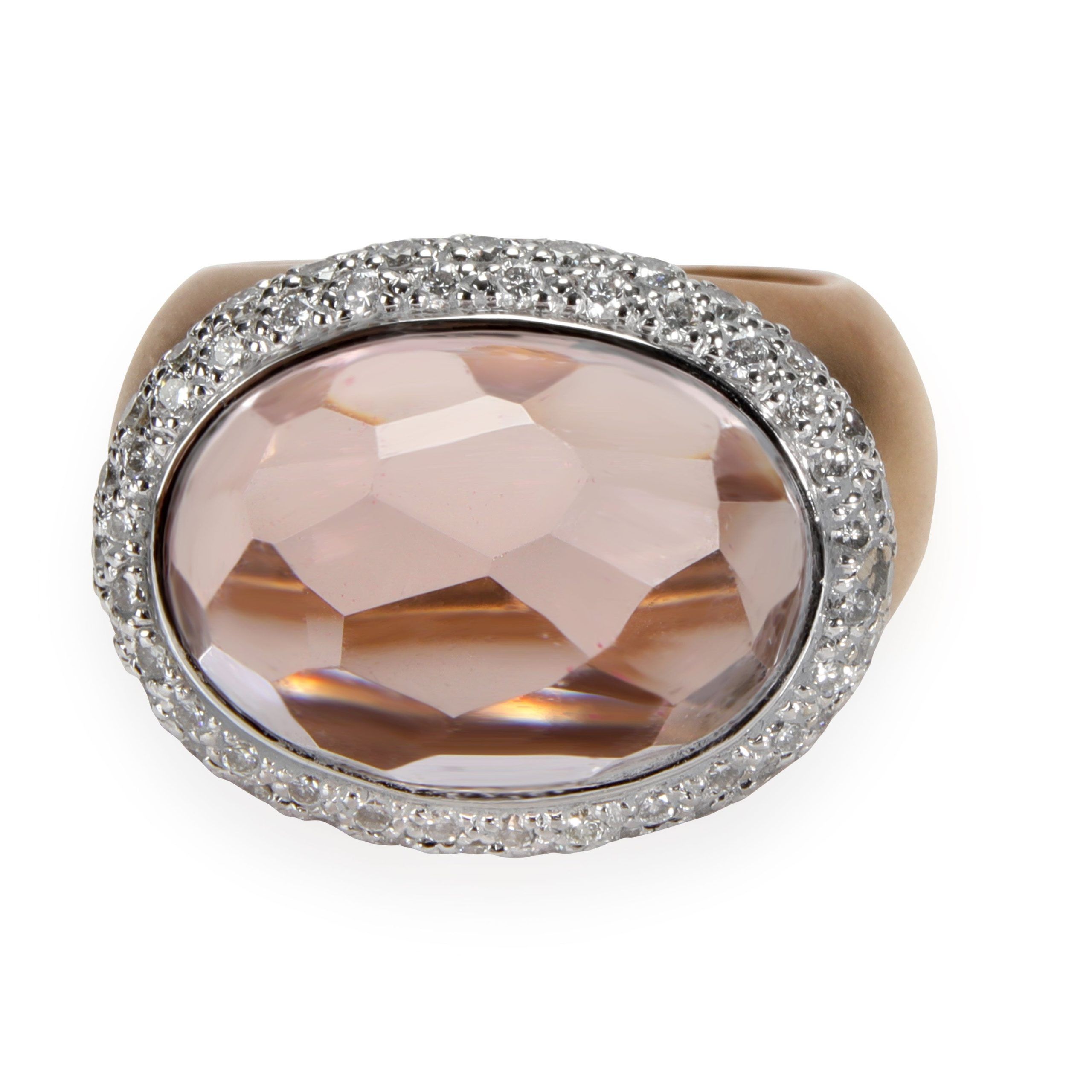 image of Tiffany Co Pomellato Iceberg Morganite & Diamond Ring, 18K Matte Yellow Gold 1.18 Ctw, Women's