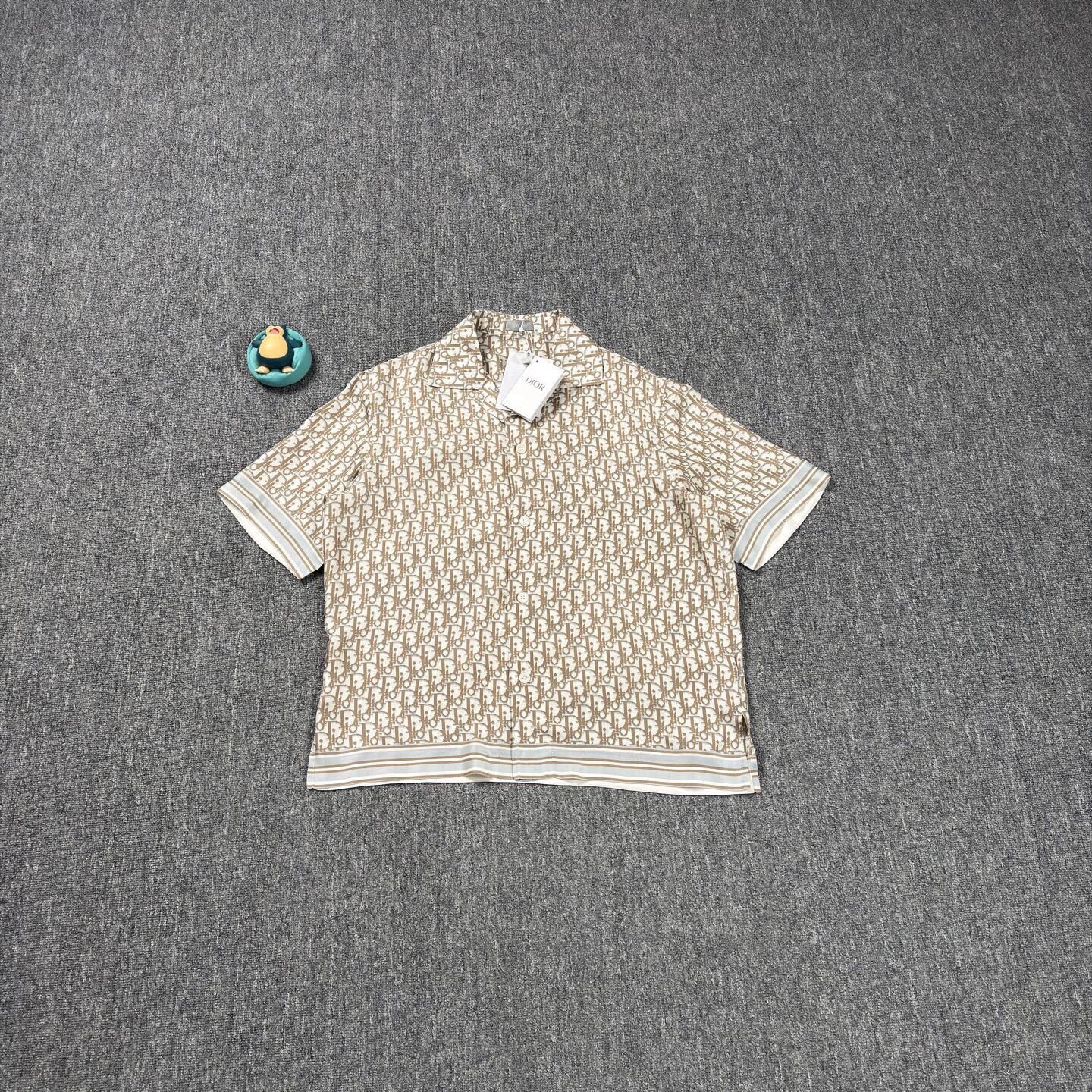 Dior Dior Beige Printed Silk Short Sleeve Shirt 40 Size US XXS / EU 40 - 1 Thumbnail