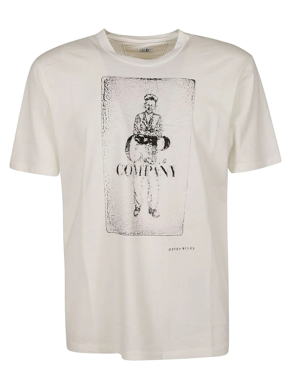 C.P. Company o1y1224 Logo Crewneck T-Shirt in Off white Size US XXL / EU 58 / 5 - 1 Thumbnail