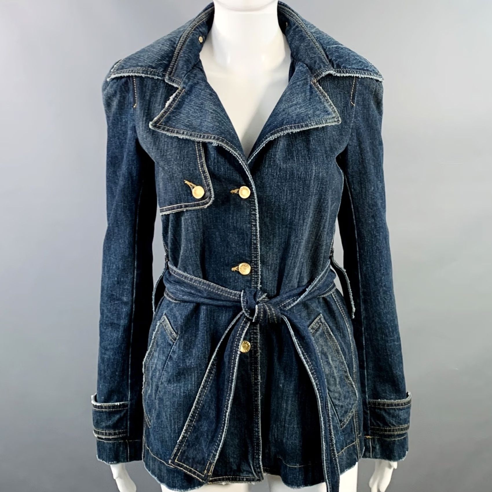 Dolce & Gabbana DOLCE & GABBANA Jacket Womens 2 Blue Size Indigo Denim Belted Size XS / US 0-2 / IT 36-38 - 2 Thumbnail