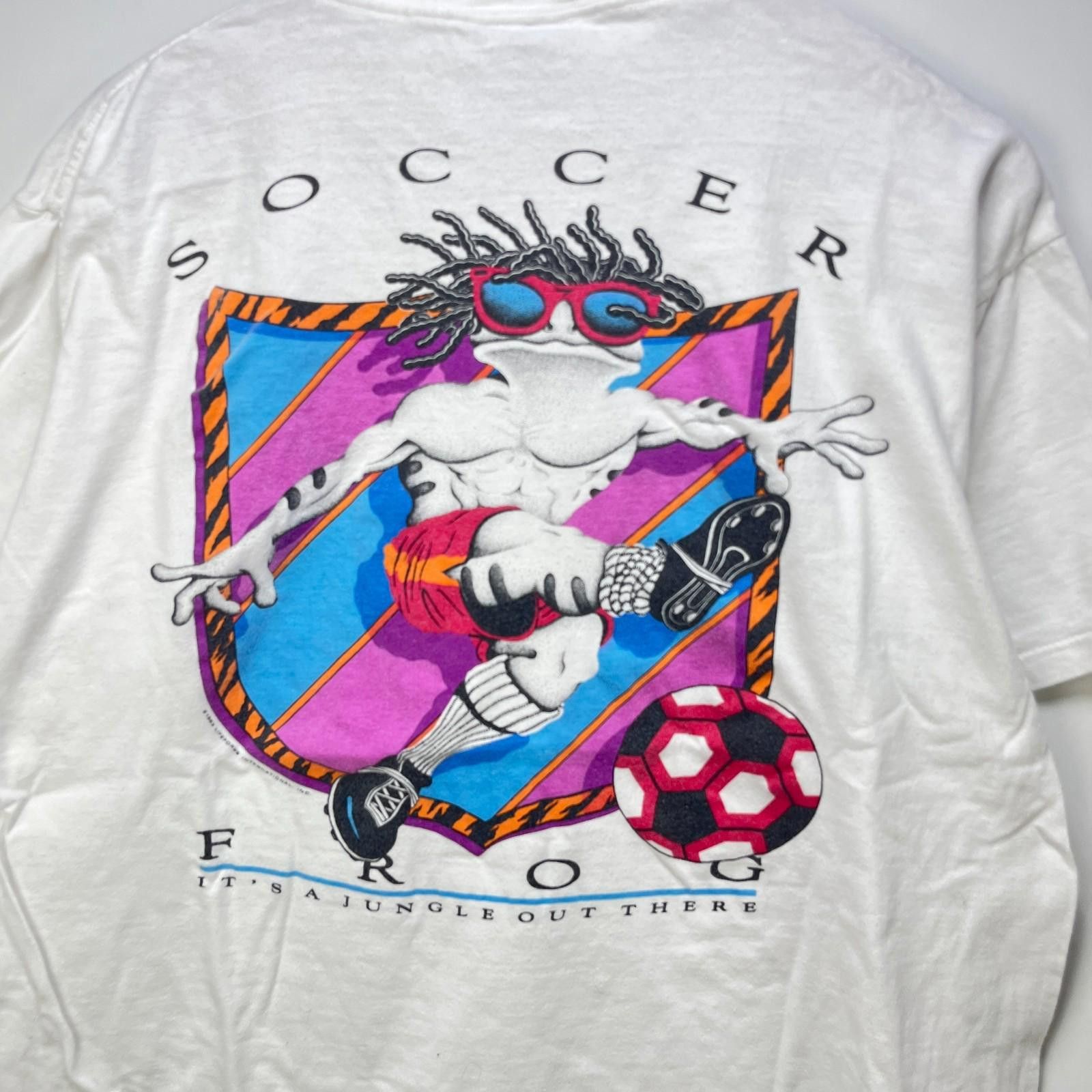 Vintage Vintage 90s Soccer Frog Graphic T Shirt XL Single Stitch Size US XL / EU 56 / 4 - 2 Thumbnail