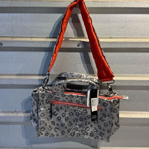 Elie Tahari NWT TAHARI PEWTER LEOPARD NYLON SATCHEL Size ONE SIZE - 1 Thumbnail