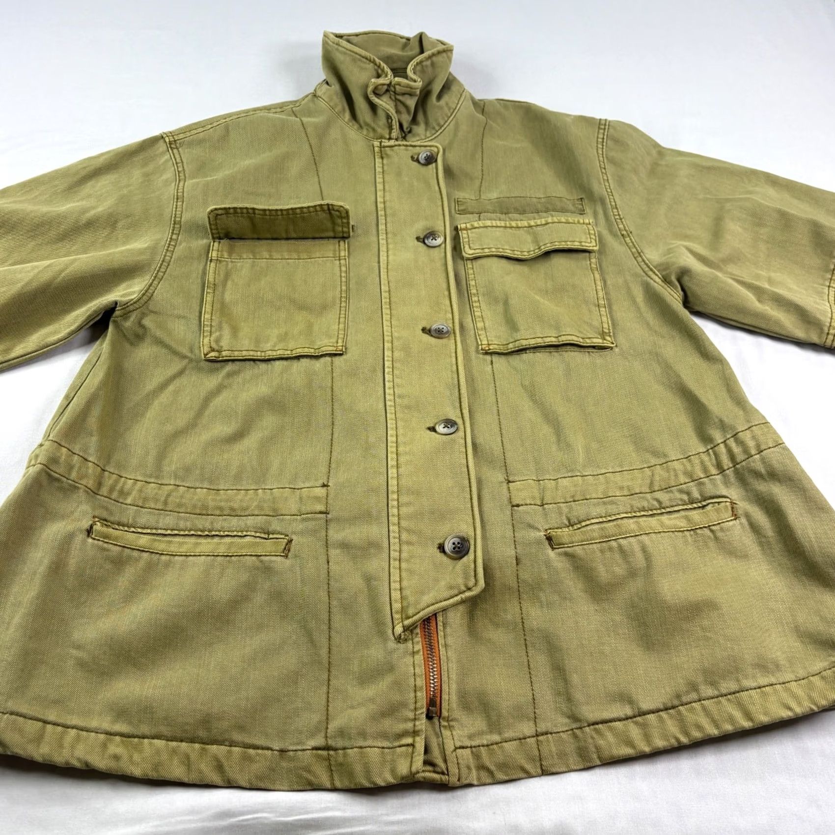Free People Free People Jacket Womens Small Olive Green Seize The Day Military Oversized Shirt Womens Size S / US 4 / IT 40 - 2 Thumbnail