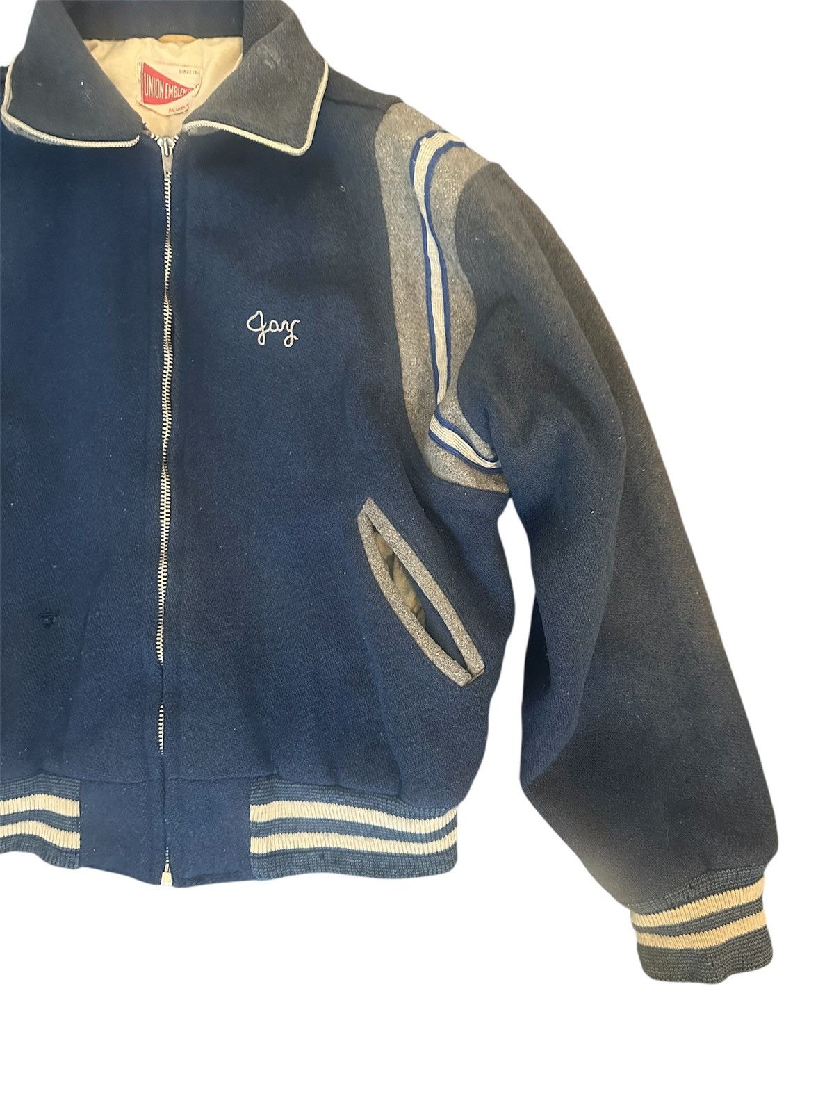 Vintage Vintage 70s Varsity Jacket Navy Wool Cropped Zip Up Size US S / EU 44-46 / 1 - 2 Thumbnail