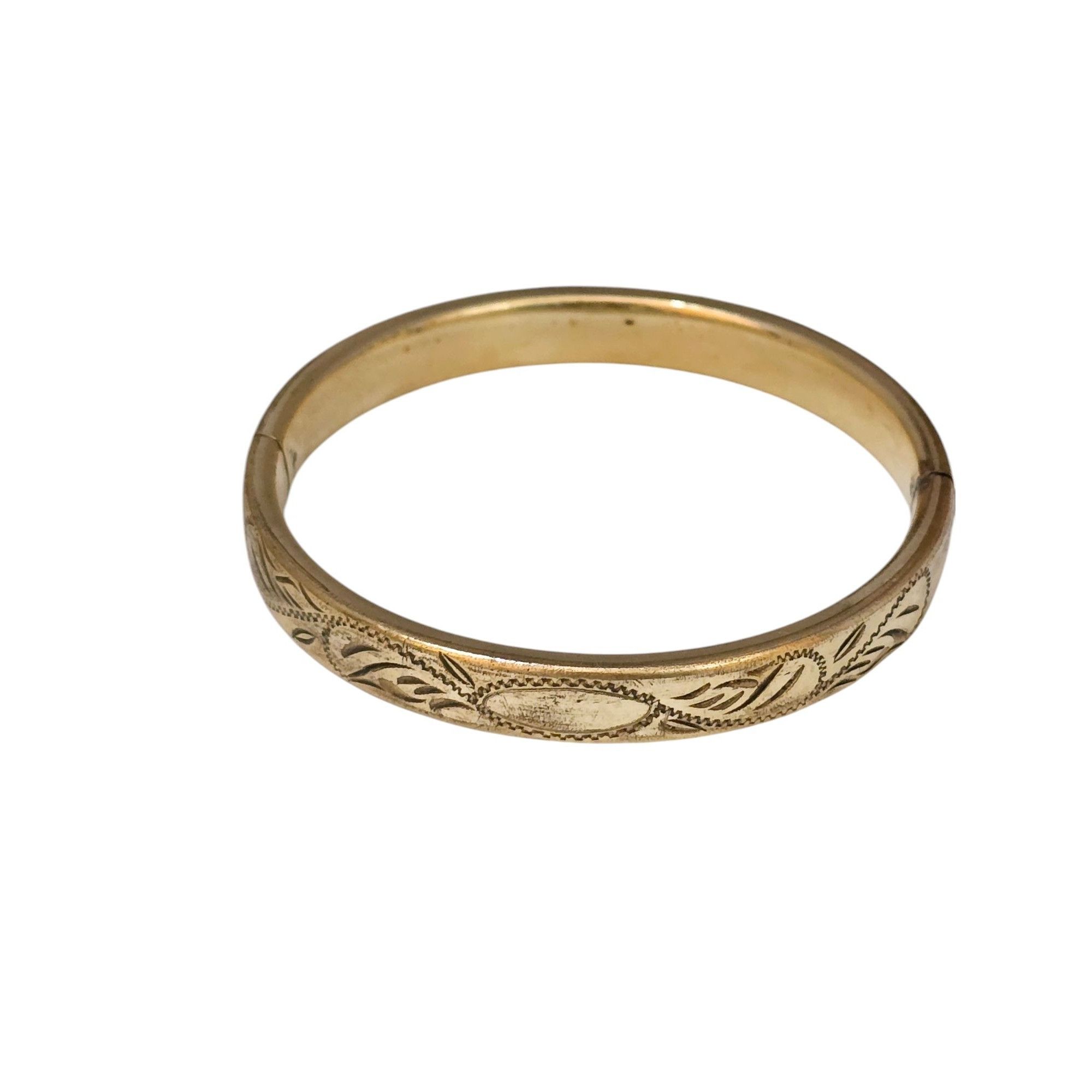 Vintage Vintage Heavy Etched Gold-Filled Bangle Bracelet (A7785) Size ONE SIZE - 4 Thumbnail