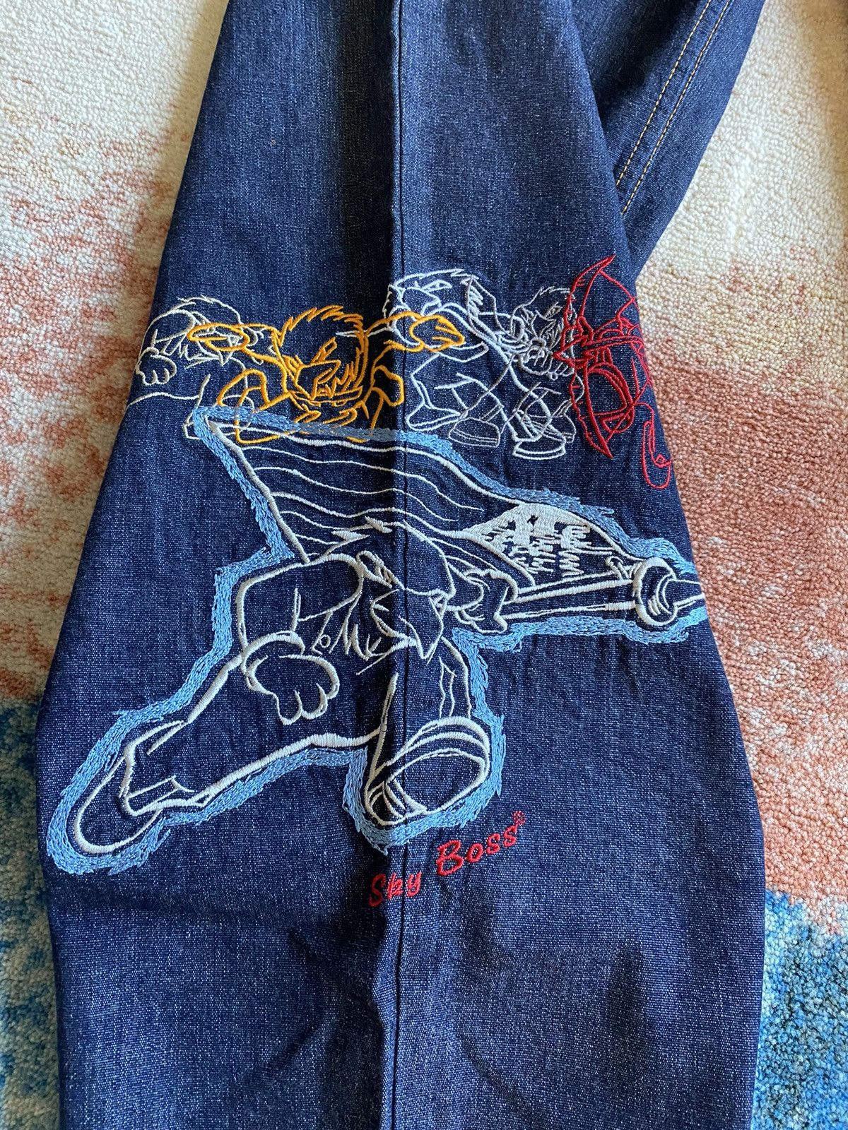 JNCO × Southpole × Vintage Crazy Deadstock Y2K Avirex Embroidered Baggy Jeans Size US 36 / EU 52 - 3 Thumbnail