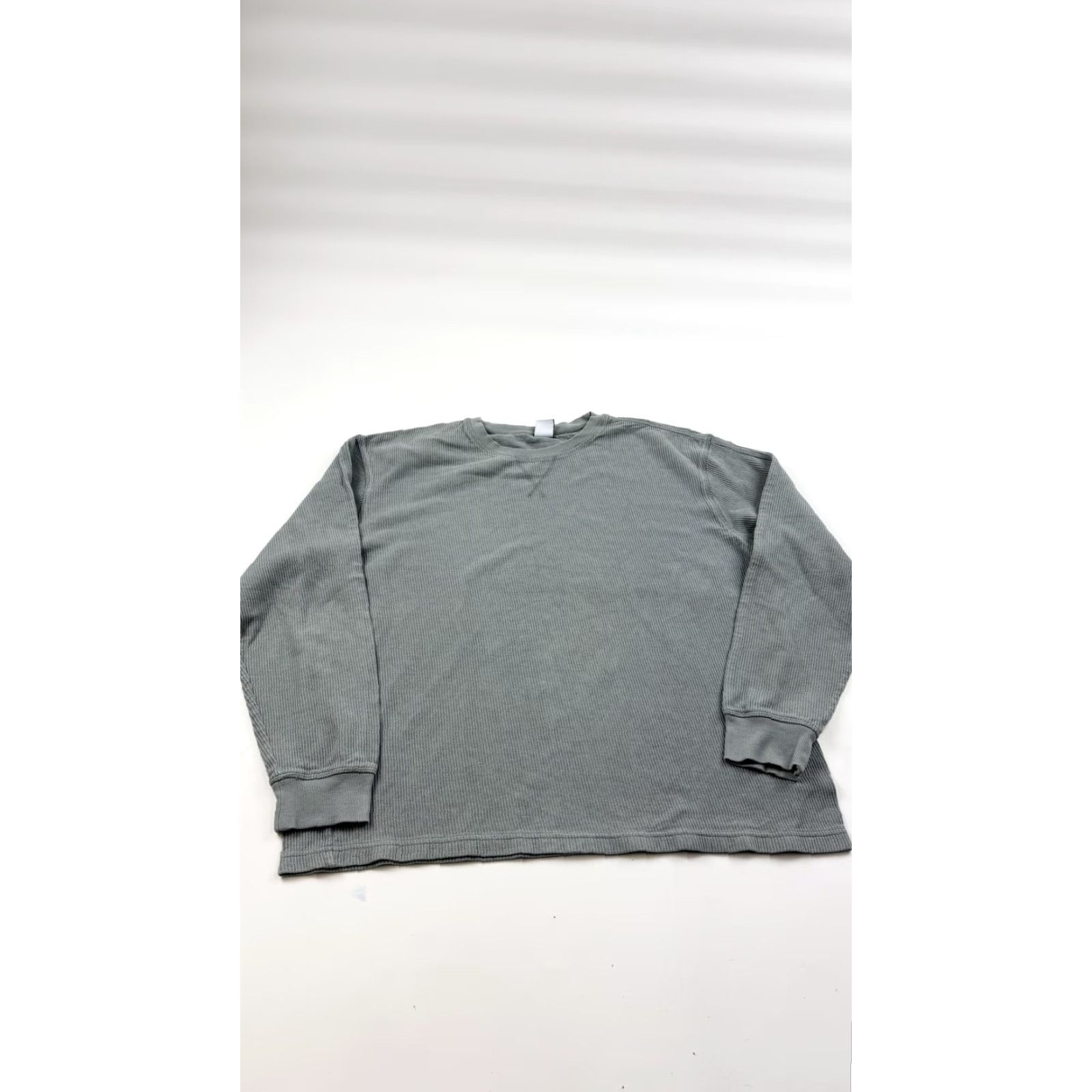 Zara Zara Mens XL Gray Waffle Knit Thermal Long Sleeve Crewneck Shirt Size US XL / EU 56 / 4 - 2 Thumbnail