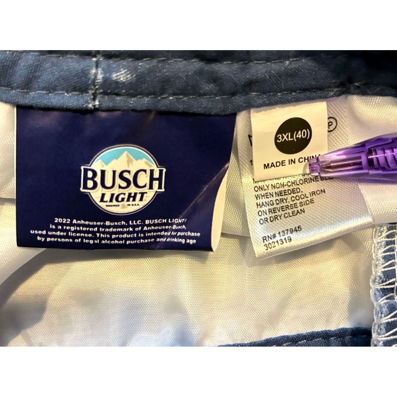 Vintage Busch Logo & Mountain Range All Over Print Board Shorts Blue 3XL NWT Men Big & Tall Polyester Swim Bottoms Size US 39 - 4 Thumbnail