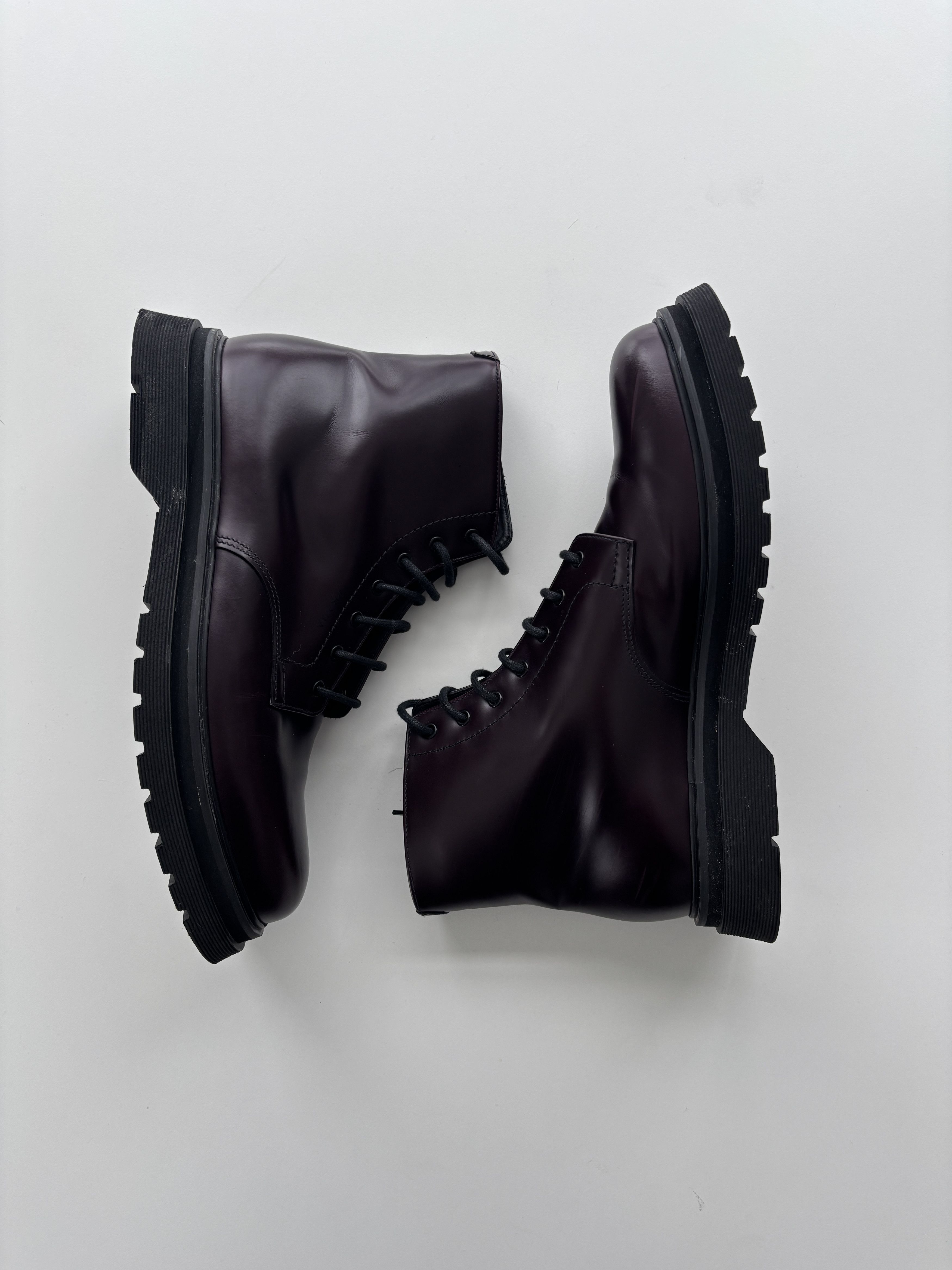 Prada Burgundy Combat Boots Size US 10 / EU 43 - 1 Thumbnail