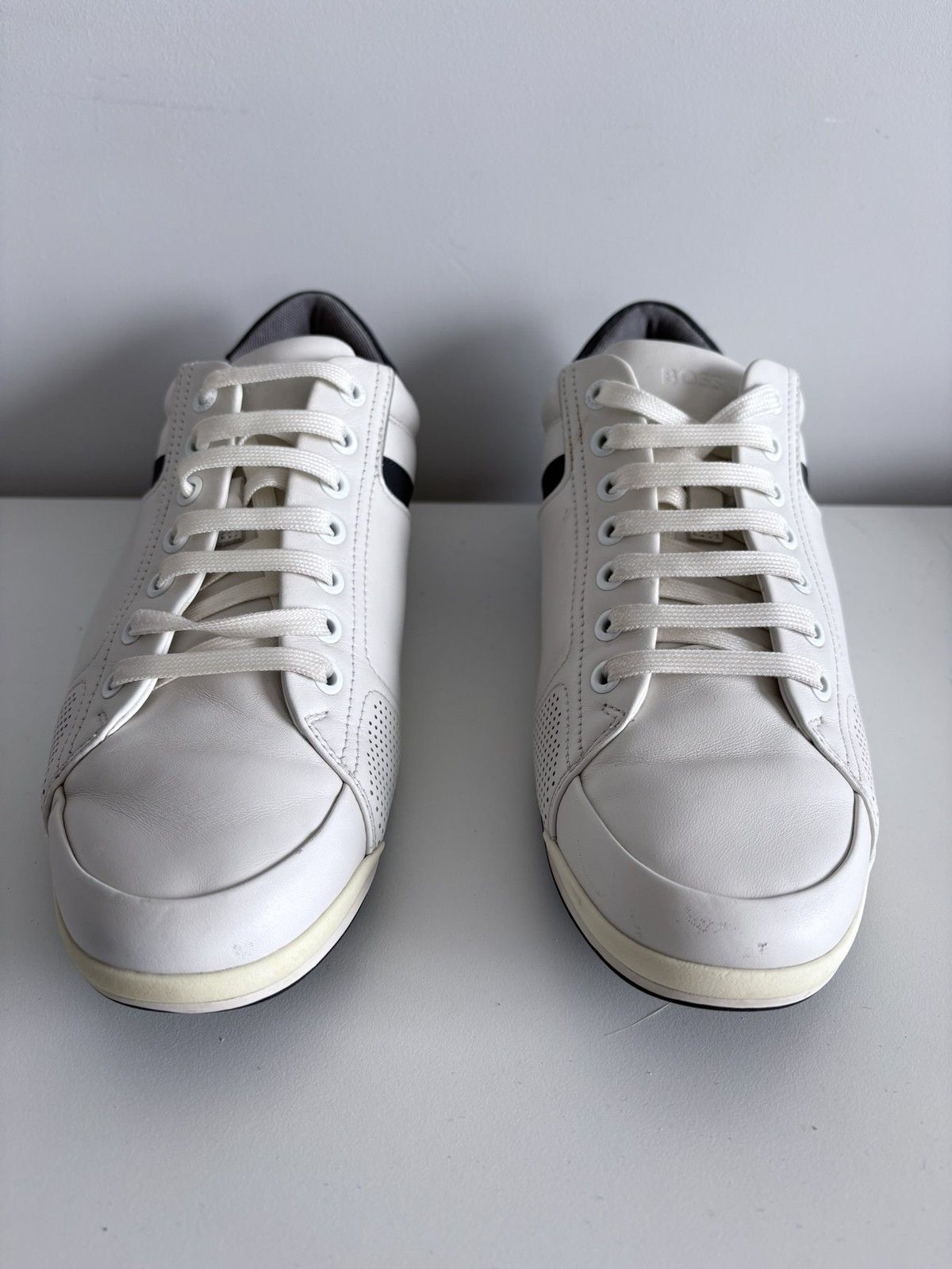 Hugo Boss Boss white leather casual sneakers elegant men's size 41 Size US 8.5 / EU 41-42 - 2 Thumbnail