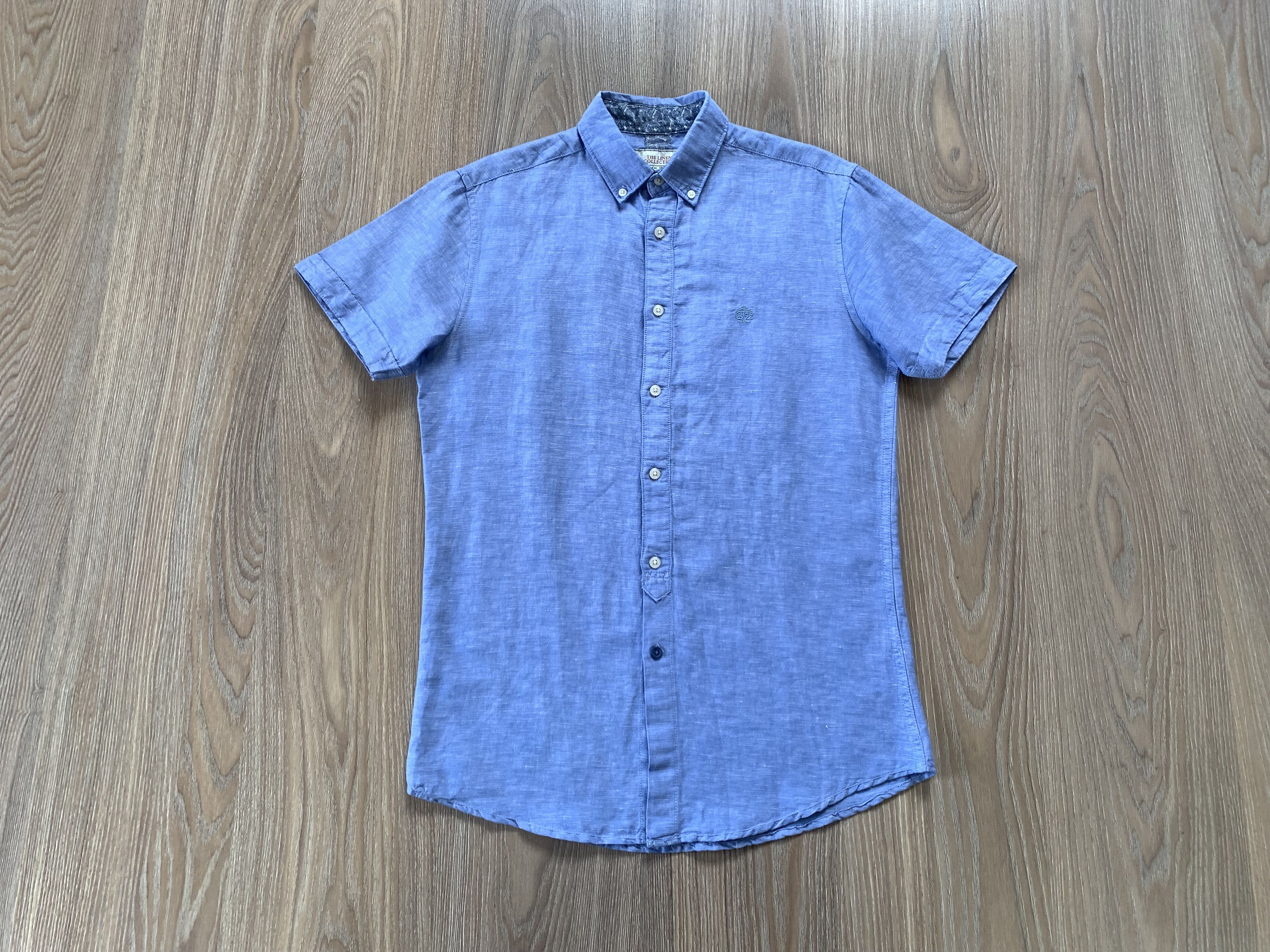 Springfield Springfield Linen Light Blue Short Sleeve Shirt Size US S / EU 44-46 / 1 - 1 Thumbnail