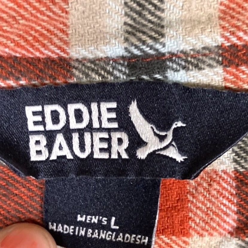 Eddie Bauer VINTAGE Eddie Bauer Mens Shirt Orange Plaid Flannel Button-Down Long Sleeve Large Size US L / EU 52-54 / 3 - 6 Thumbnail