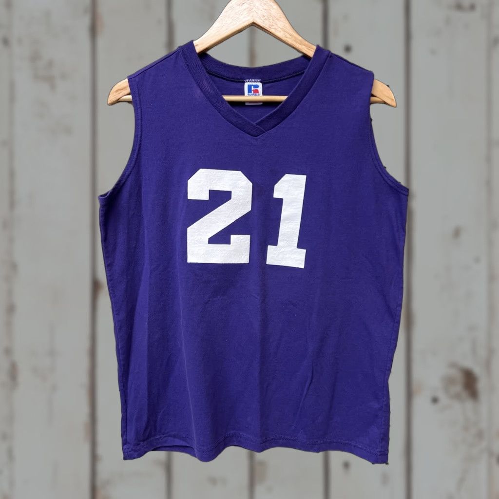 Russell Athletic VINTAGE Russell Athletic Shirt Women M Purple V-Neck Sleeveless USA Made 90s Casual Shirt Womens Size M / US 6-8 / IT 42-44 - 1 Thumbnail