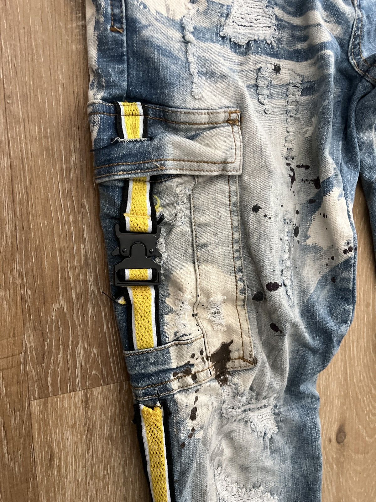 H&M Skinny biker jeans Yellow Striped size 32x32 medium Size US 32 / EU 48 - 3 Thumbnail