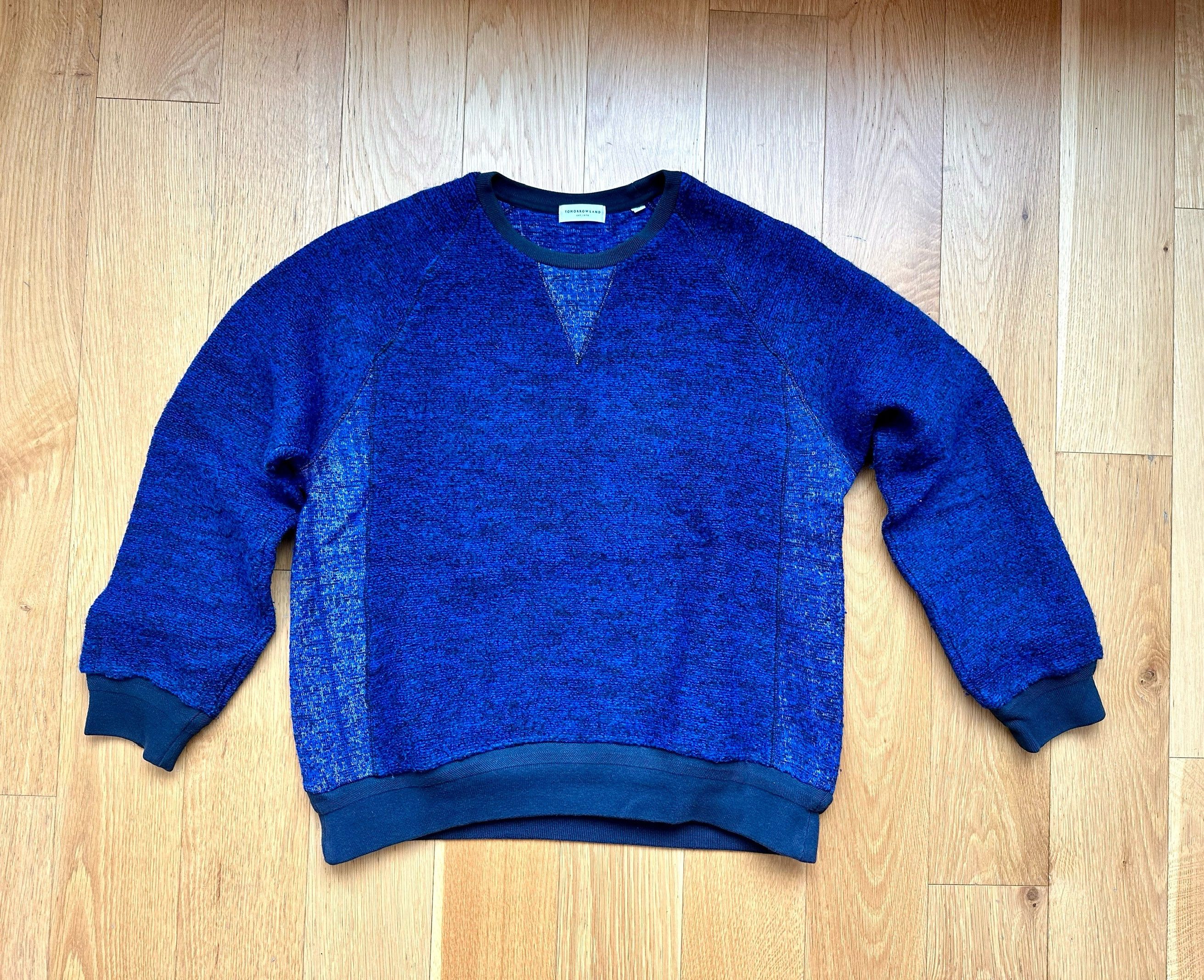 image of Tomorrowland Boucle Sweater in Blue/Black Speckle, Men's (Size Large)