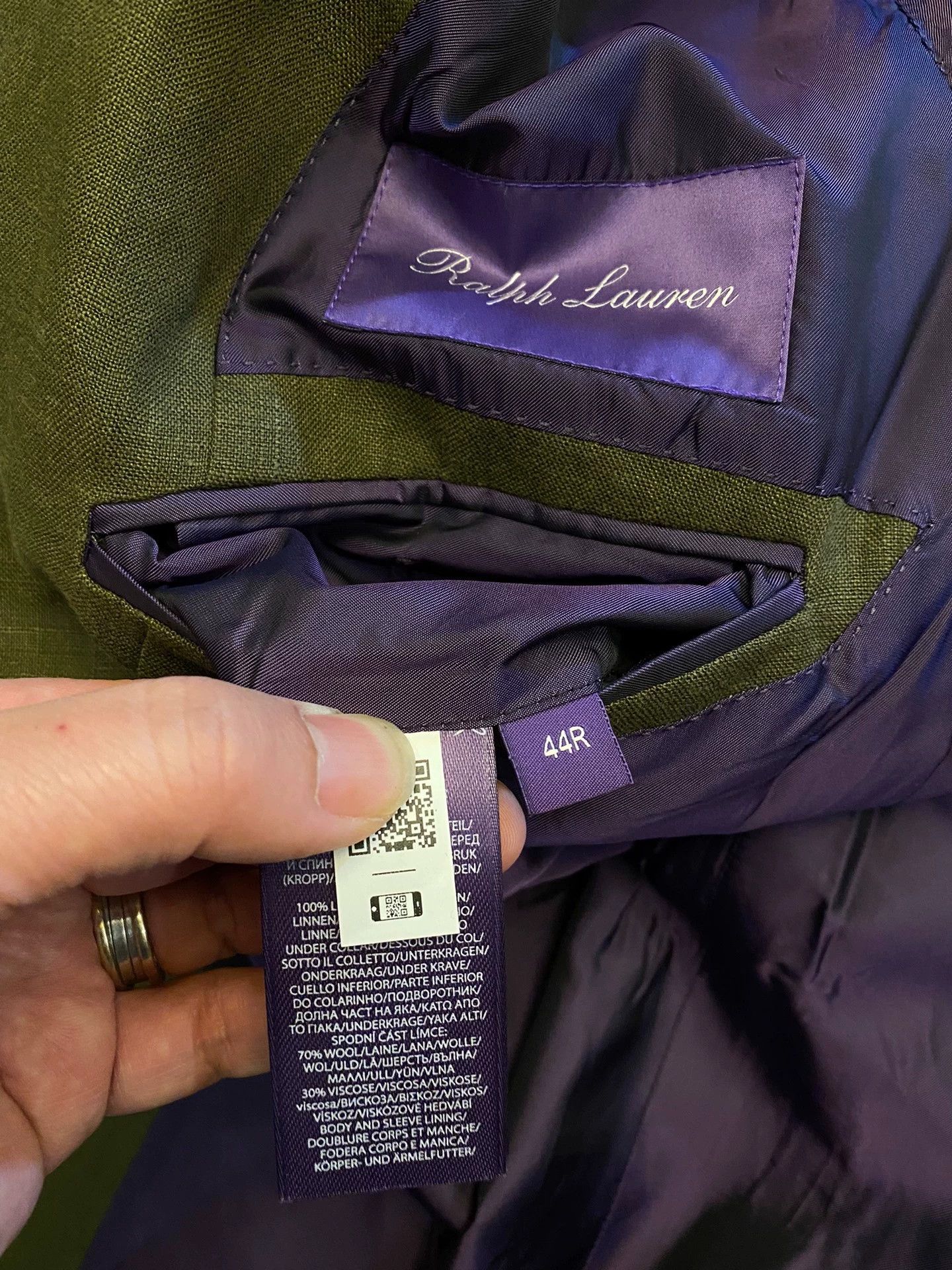 Ralph Lauren RL Purple Label Kent Italian Linen Dress Jacket 44 Size 44R - 6 Thumbnail