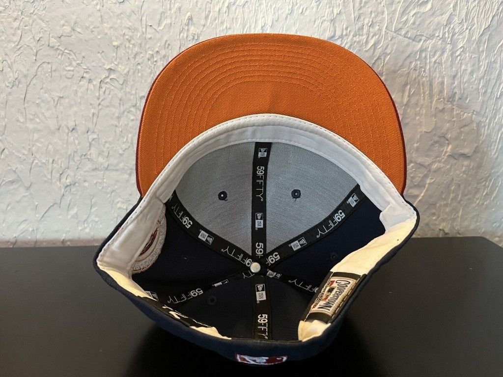New Era 7 1/4 - Chicago Cubs Fitted Hat - Navy Blue Maroon Rust Logo Size ONE SIZE - 7 Thumbnail