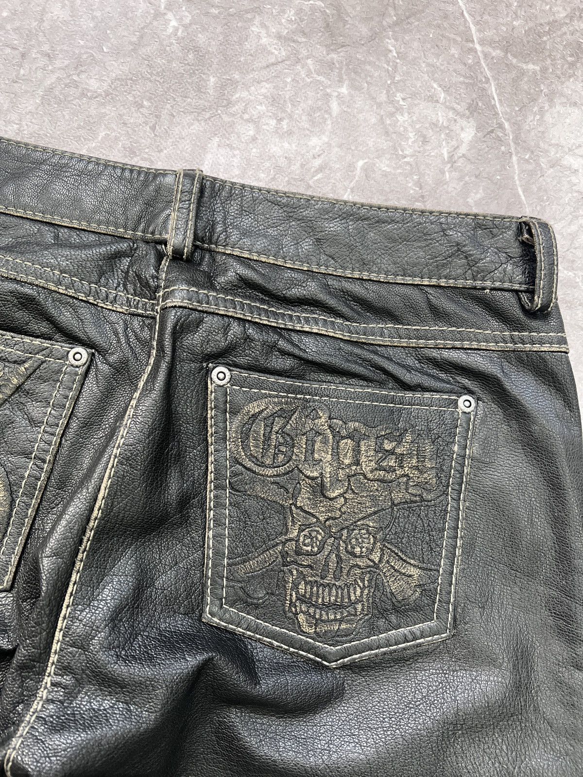 14th Addiction × Vintage VINTAGE zipper 14thaddiction style moto leather 90s pants Size US 30 / EU 46 - 15 Thumbnail