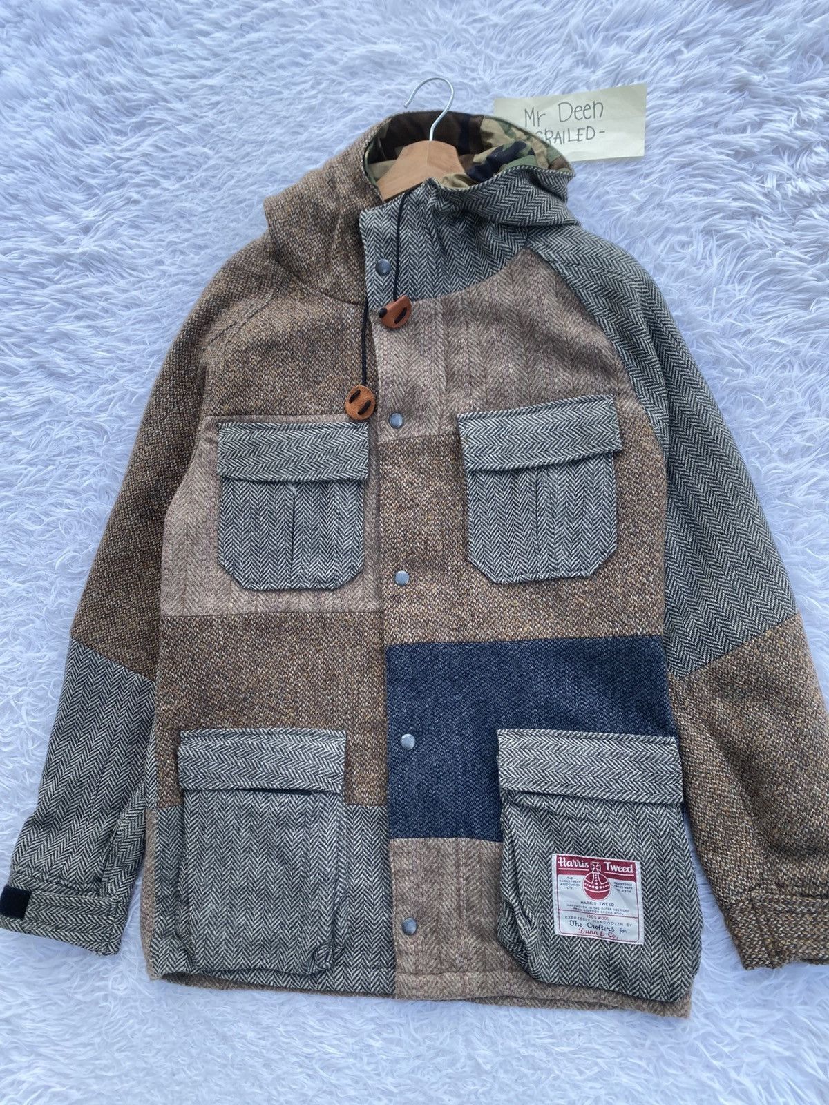 Harris Tweed Rare 1998 Vintage Harris Tweed multitone wool hoodie jacket Size US M / EU 48-50 / 2 - 6 Thumbnail