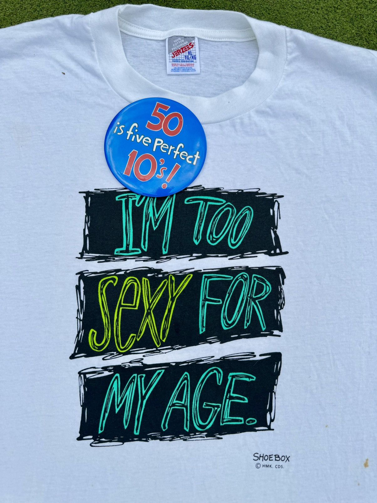 Jerzees × Vintage Vintage 50 Over The Hill Age 90’s Vintage Humor T-Shirt Size US XL / EU 56 / 4 - 4 Thumbnail