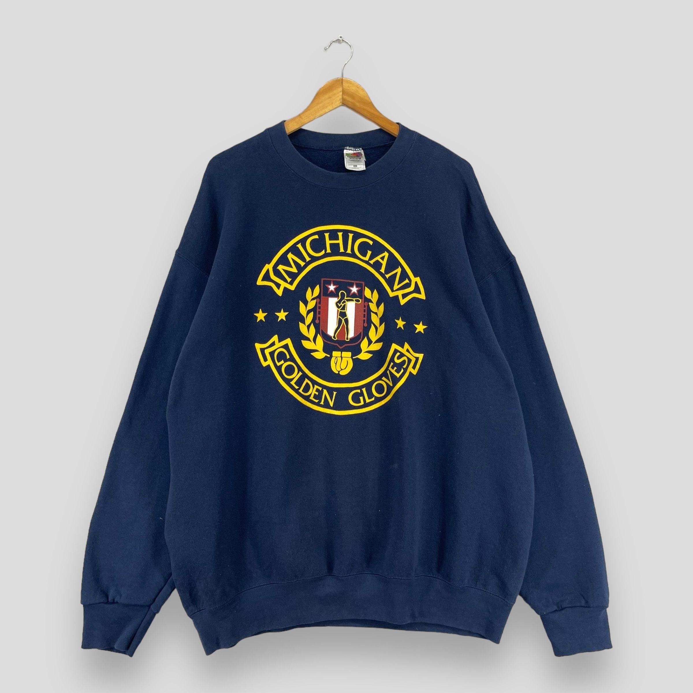 Vintage Vintage MICHIGAN Golden Gloves Boxing Printed Sweatshirt Size US XXL / EU 58 / 5 - 1 Thumbnail