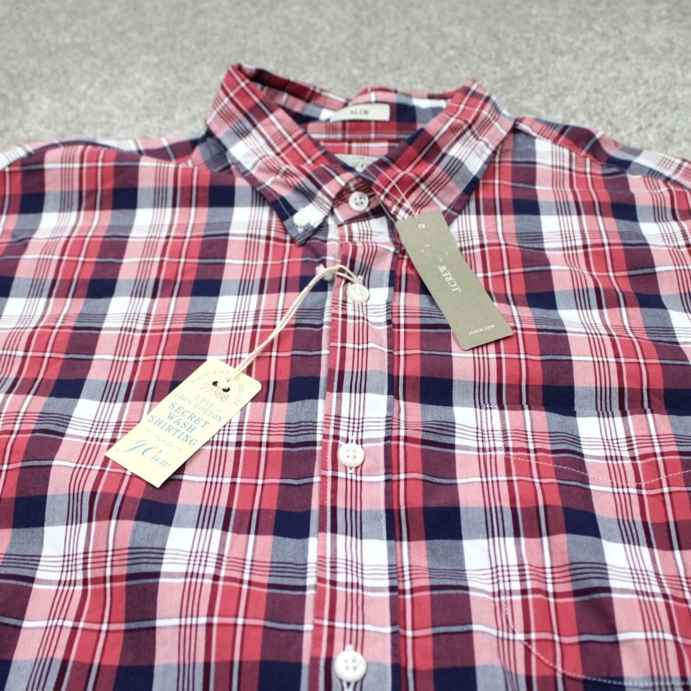 J.Crew J. Crew Shirt Mens XL Red/Blue Plaid Button-Up Slim Fit Cotton Long Sleeve Size US XL / EU 56 / 4 - 4 Thumbnail