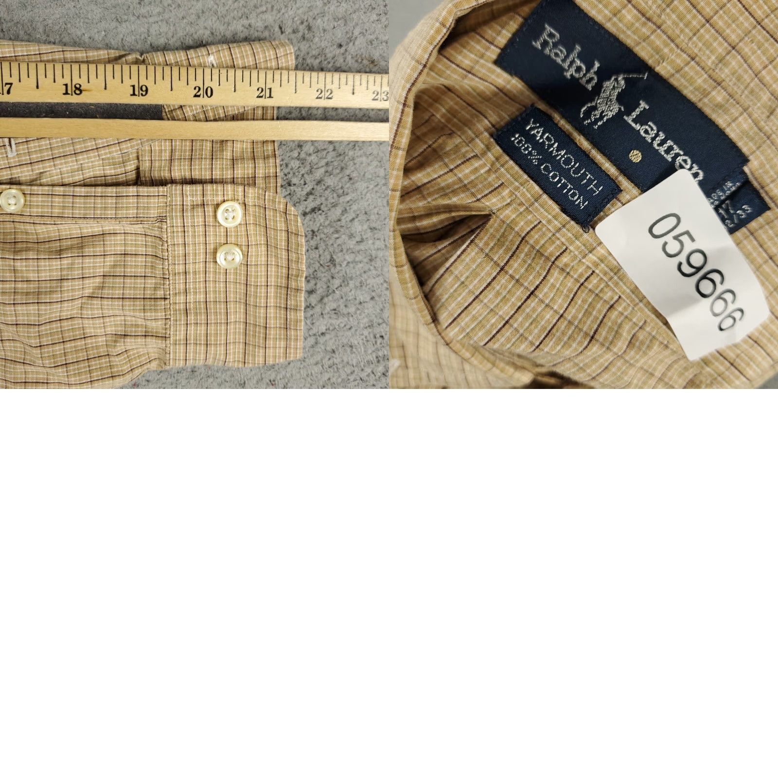 Ralph Lauren Ralph Lauren Shirt Mens 17 Brown Plaid Dress Button-Up Long Sleeve Size 17 Brown American Classic Modern Vintage? (Wait) Size 46R - 8 Thumbnail