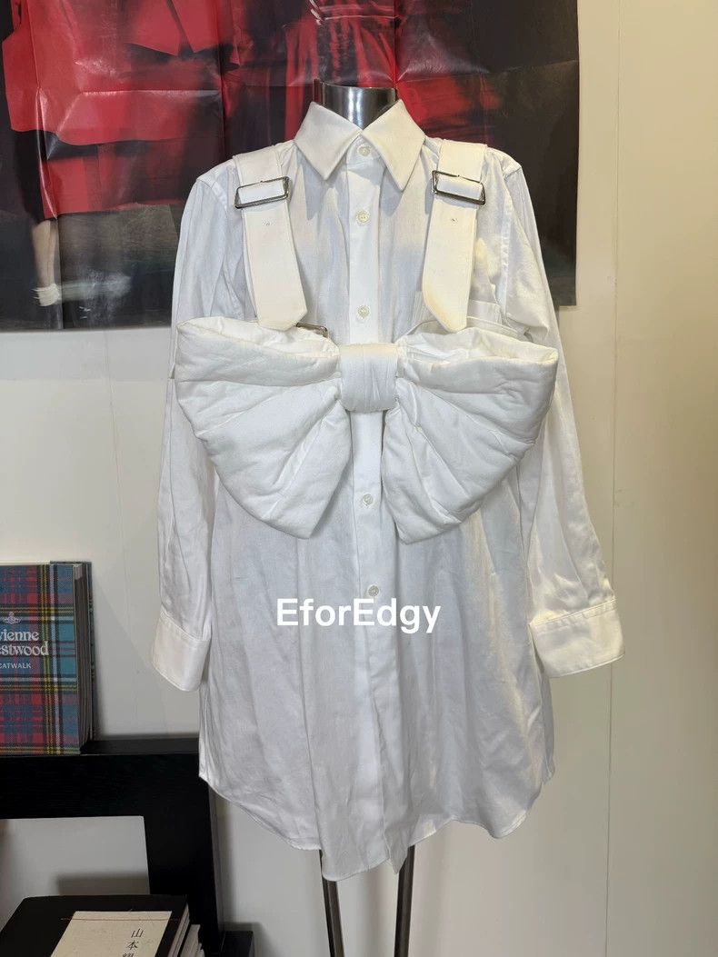 Comme Des Garcons Long Shirt with White Bow Tie