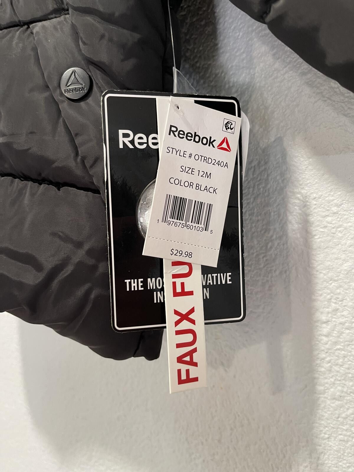 Reebok Reebok Baby Toddler Black Puffer Jacket with Hood Size 12M Size US M / EU 48-50 / 2 - 4 Thumbnail