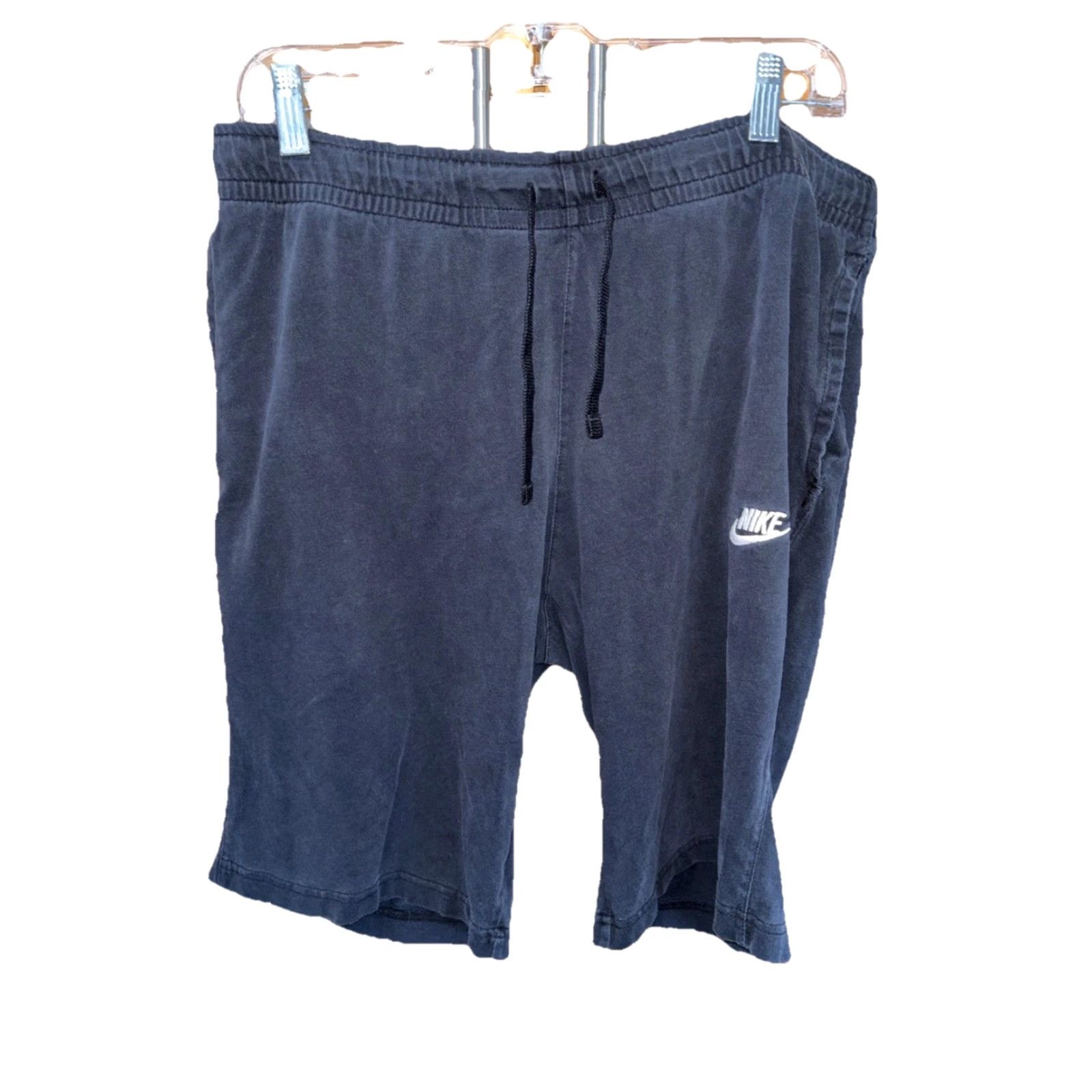 Nike Nike Shorts Men Black L Pockets Elastic Waist Drawstring Cotton Embroidered Logo Size US 33 - 2 Thumbnail