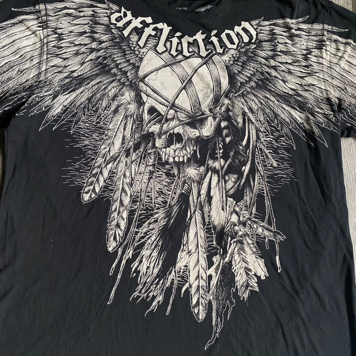 Affliction Vintage Y2K Affliction Skull Wings Graphic Logo Tee Shirt Size US XL / EU 56 / 4 - 2 Thumbnail