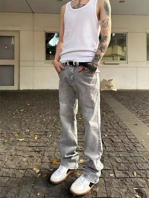 Japanese Brand Vintage street washed and aged casual micro flare jeans Size US 32 / EU 48 - 2 Thumbnail